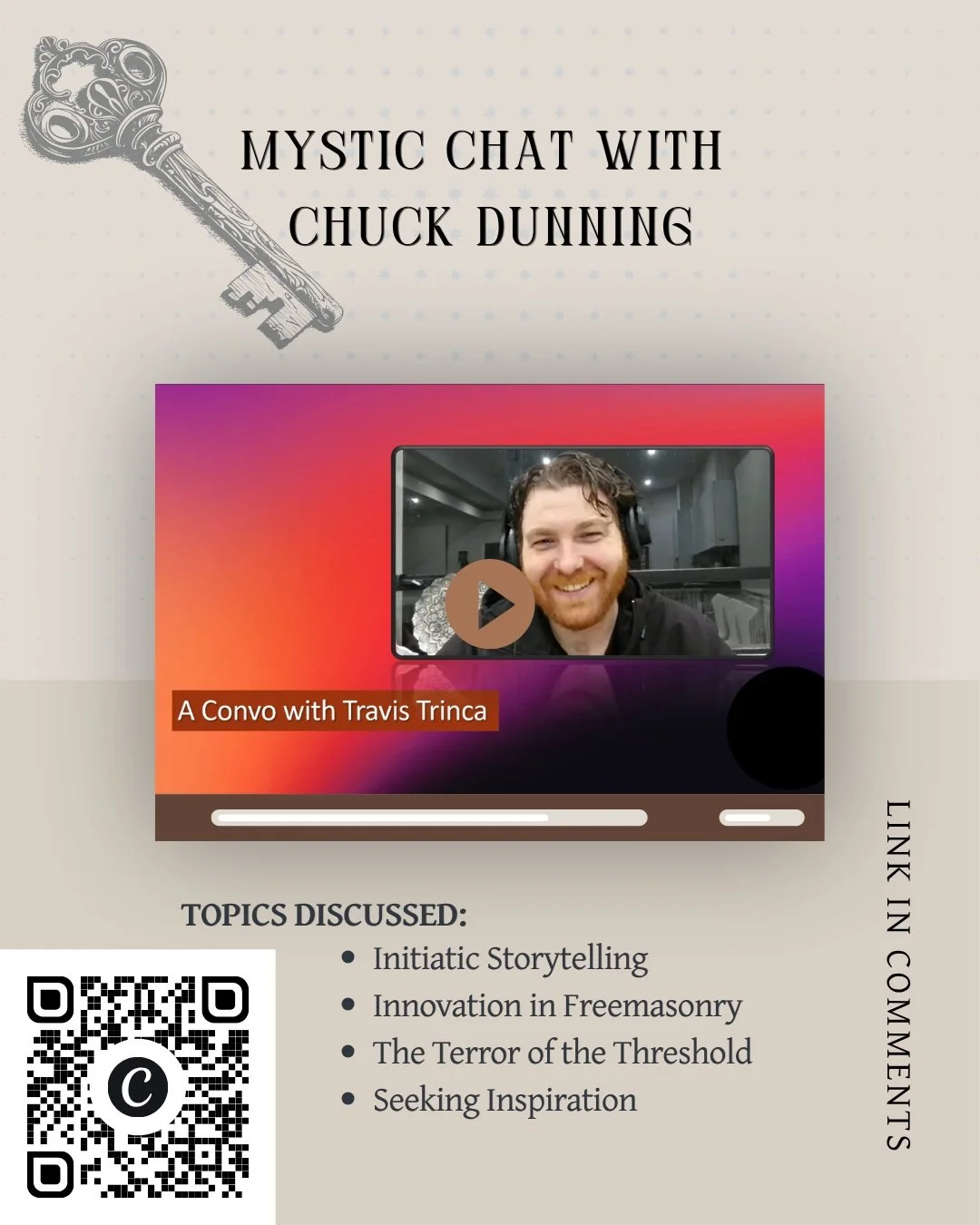 I was very fortunate to catch up with the Contemplative Builder himself, Bro Chuck Dunning, to discuss all things mystical! There was no plan or direction. Just an organic and engaging conversation between brothers. 

We covered a lot of ground in a 