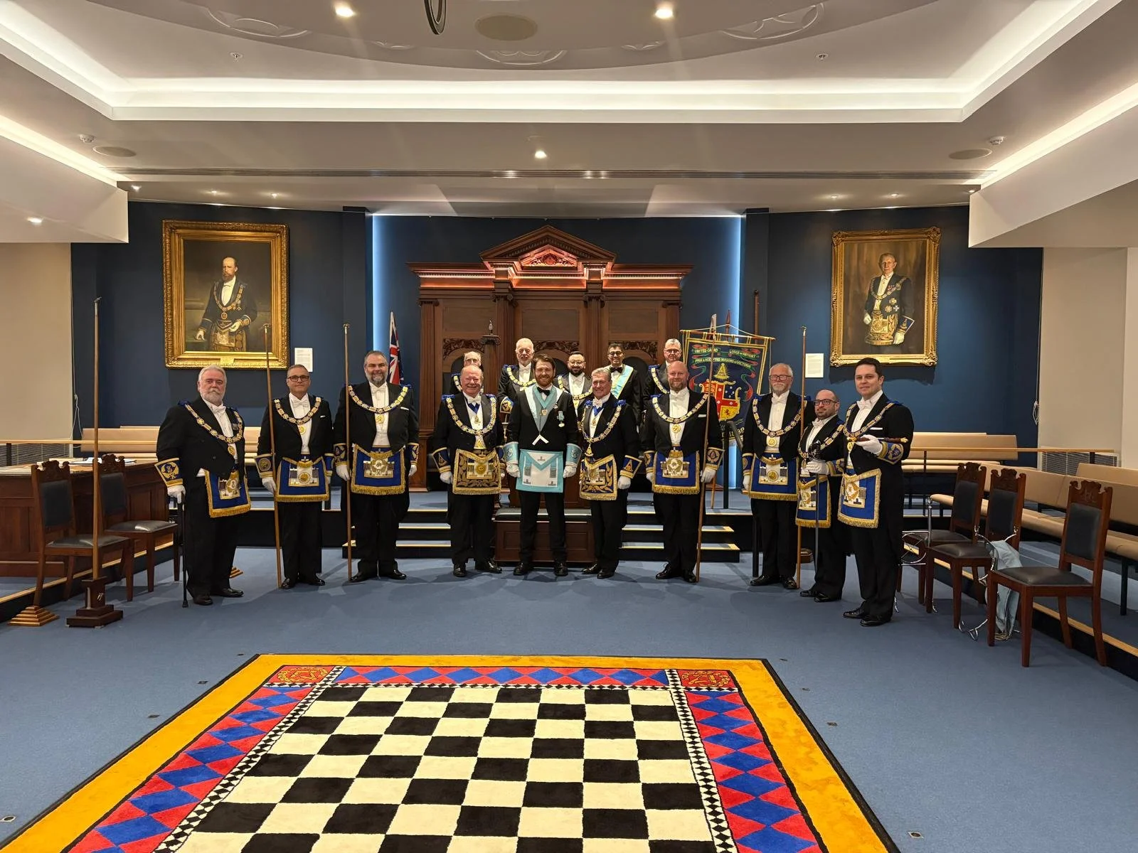 masonic installation with grand lodge officers and worshipful master