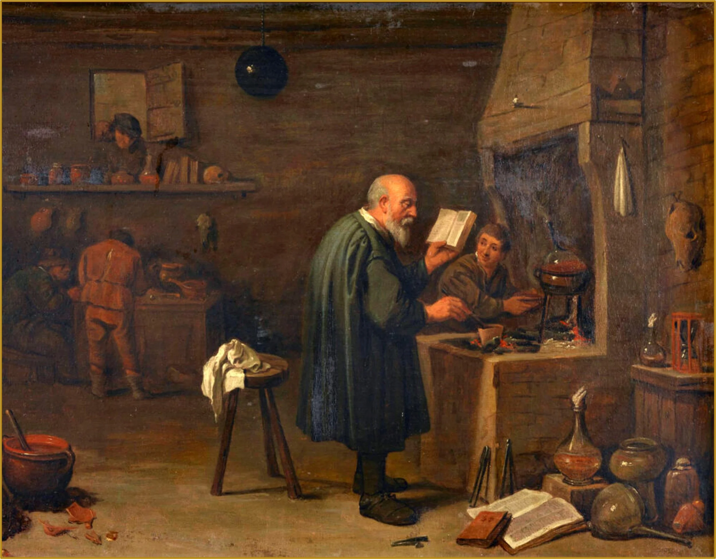 A Rosicrucian Alchemist in his alchemical laboratory