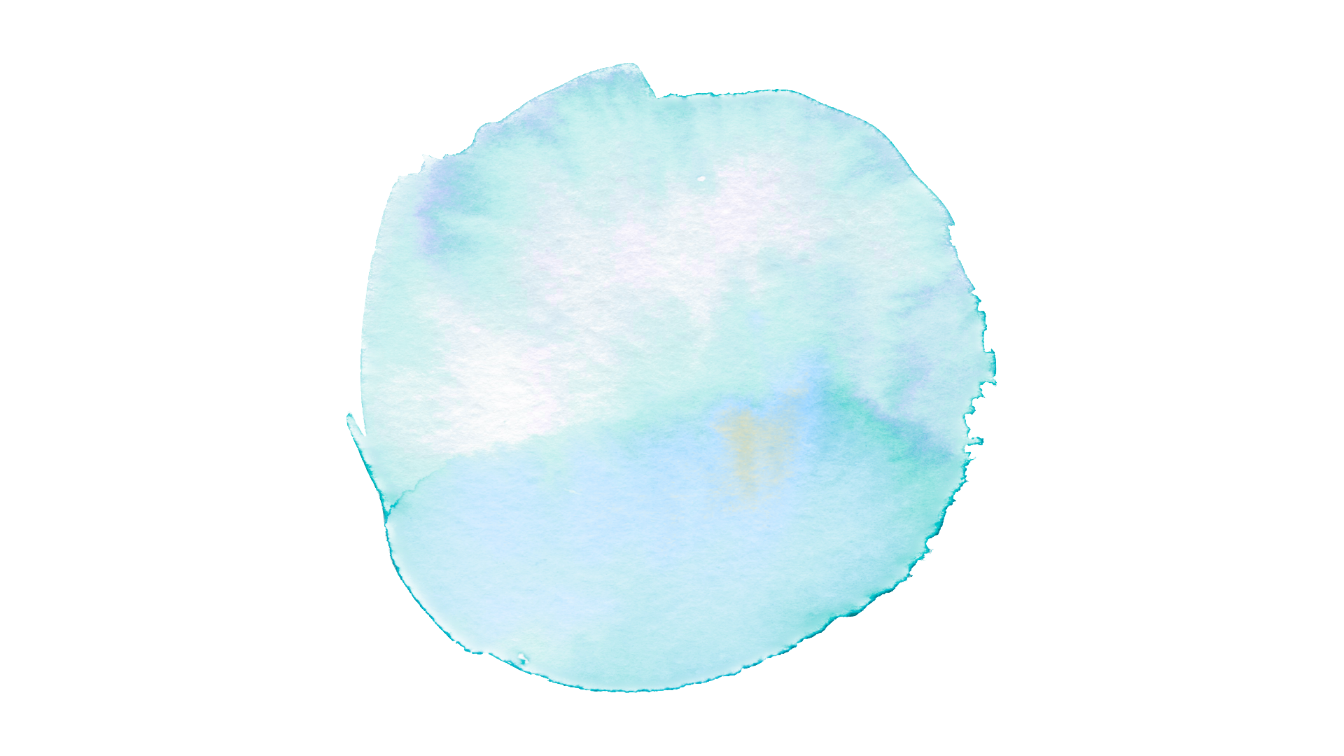 Watercolor of a lemon slice with light blue, green, and purple hues on a white background.