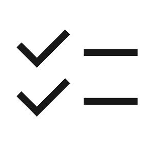 Black and white icon of checked lines.