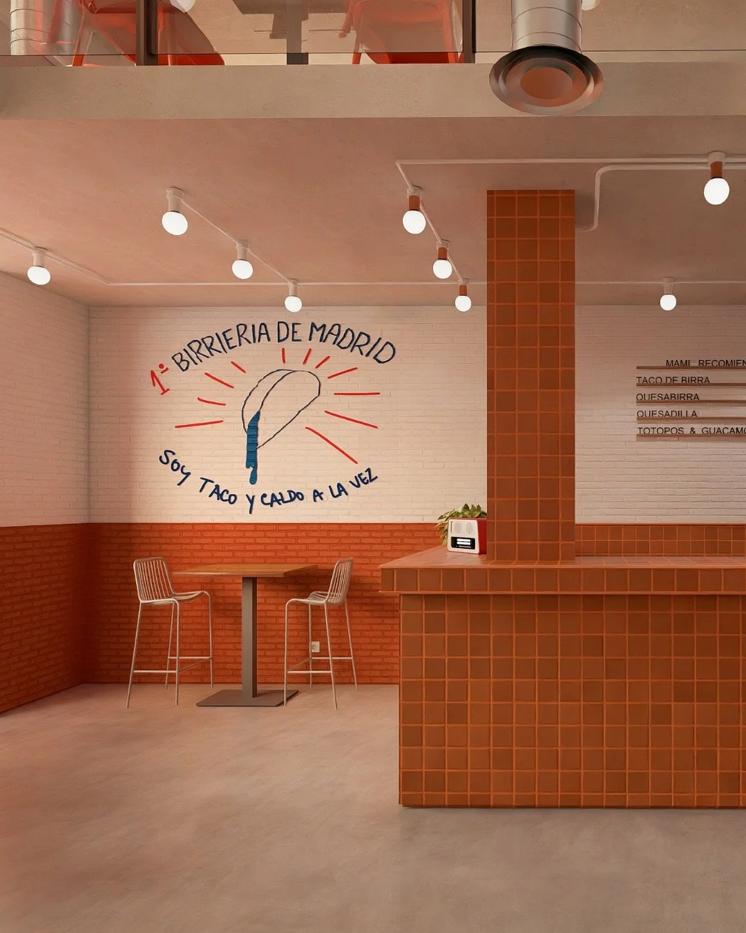 Cuando tuvimos la oportunidad del que branding llegara hasta el espacio en @mamitacos_madrid nos pusimos manos a la obra para recrear nuestra visi&oacute;n.

La primera birrieria de Madrid por #elefanteblancostudio ❤️&zwj;🔥

#brandingstudio #madeinm