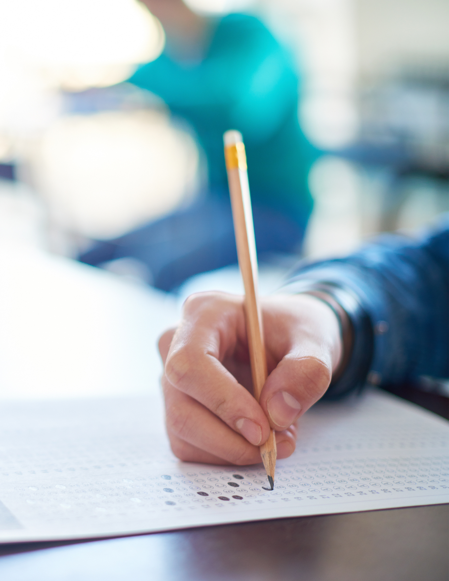student takes a standardized test
