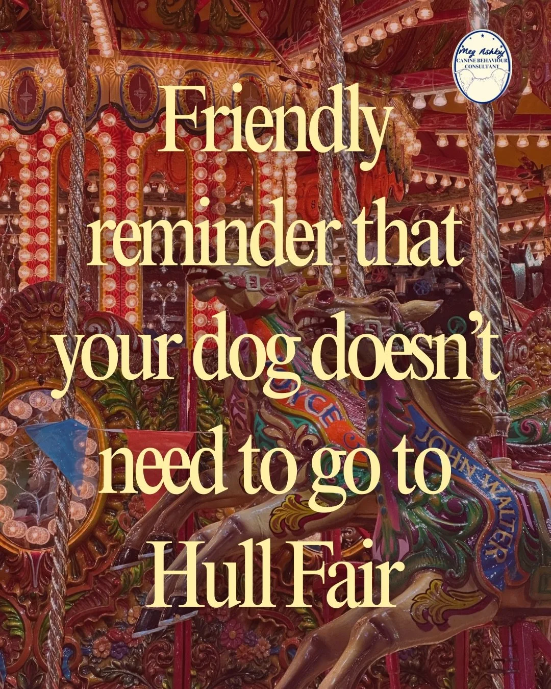 Friendly reminder that your dog doesn&rsquo;t want to go to Hull Fair 🎠

#dogtraining #dogbehaviour #hullfair #hull #ethicaldogtraining