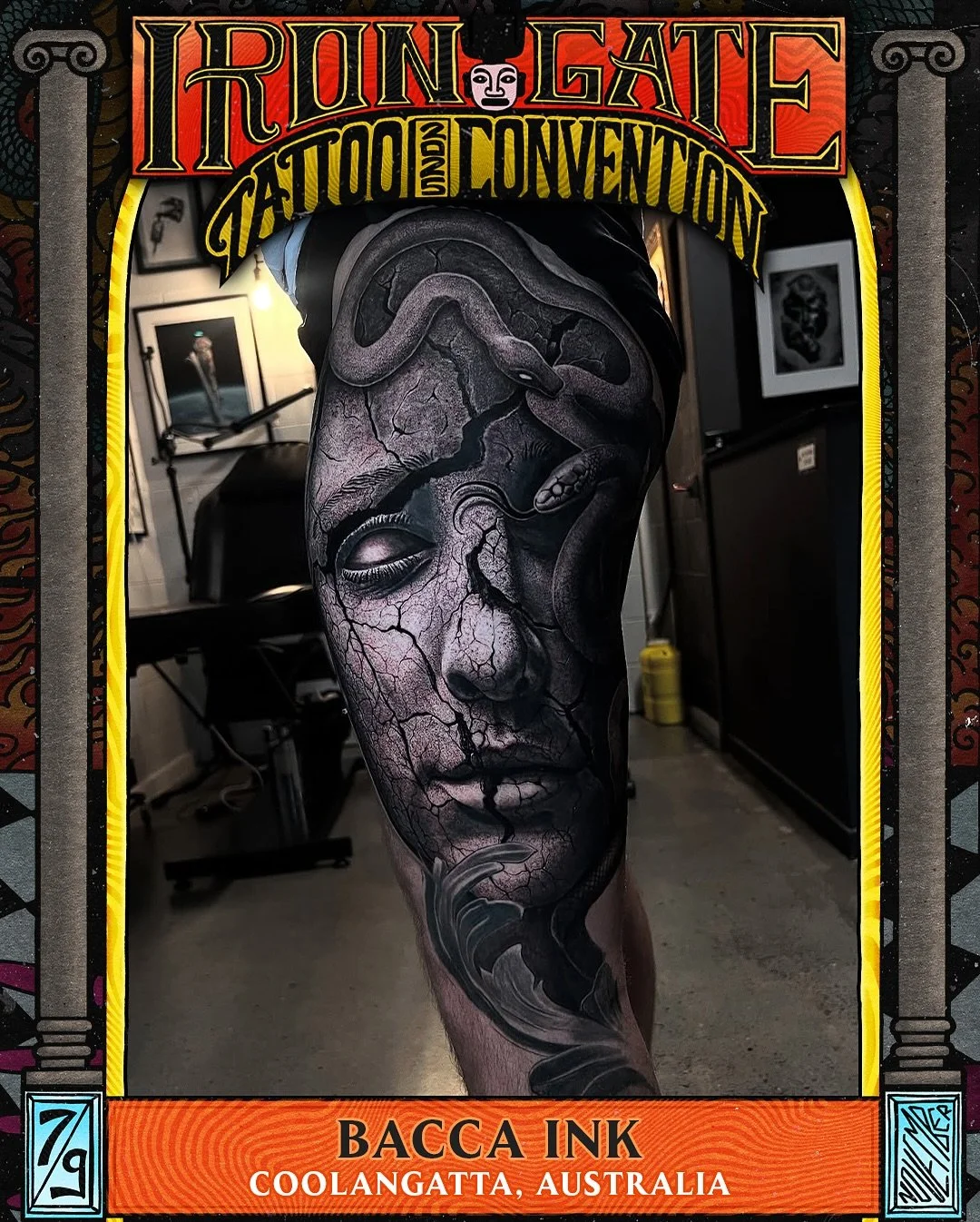 @bacca_ink 🇦🇺 WILL BE ATTENDING ⛓️THE IRON GATE⛓️ 
Owner of @mantarotattoo.studio on the Gold Coast, Australia, and joining the crew at @ravenshollowtattoo, we are so excited to have Bacca showcase his realism style at The Iron Gate!
Contact @bac
