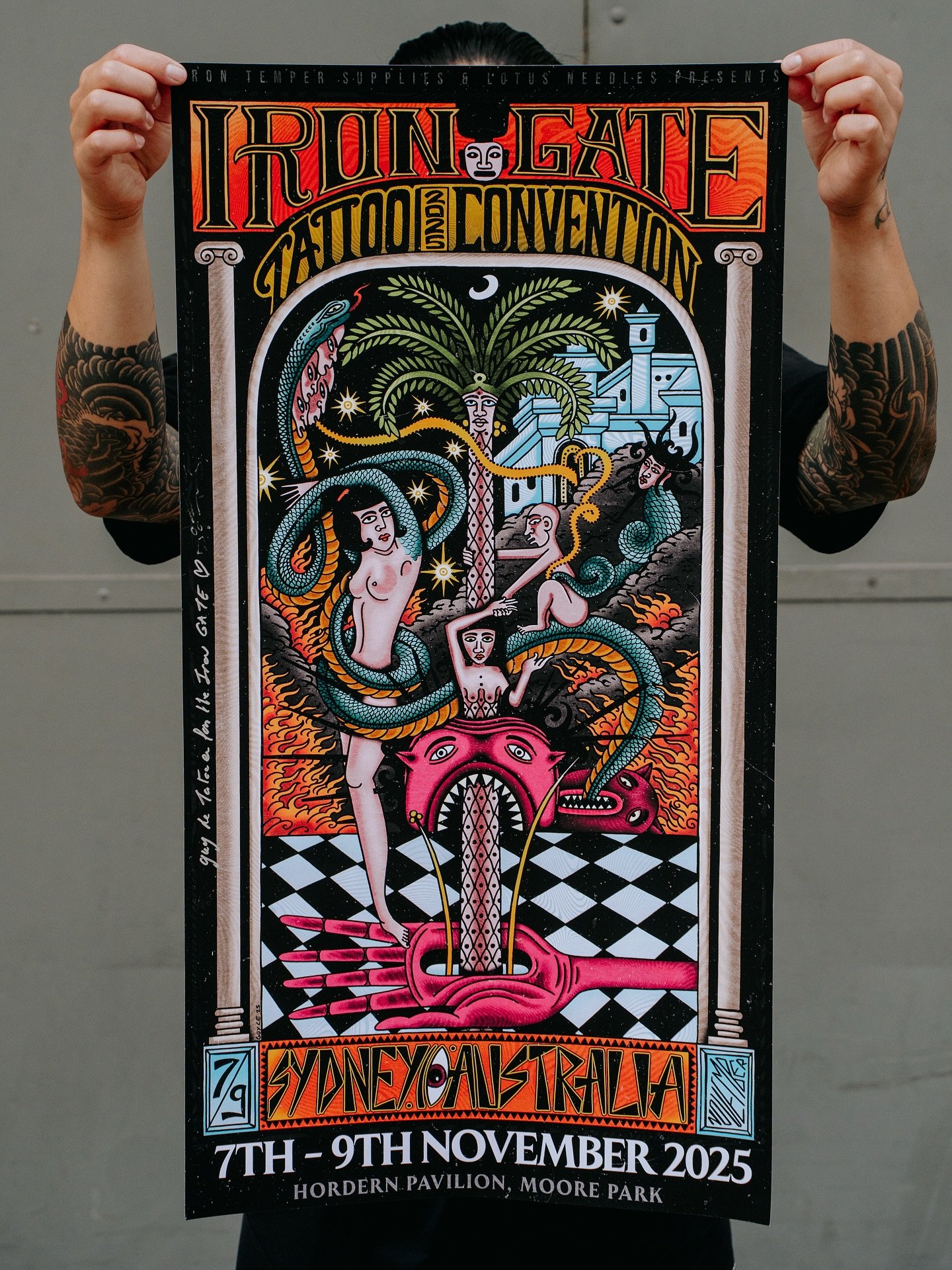 WE ONLY HAVE 40 OF THE IRON GATE 2025 POSTERS. ALL SIGNED AND NUMBERED BY @guyletatooer.one 

ONCE THEY&rsquo;RE GONE, THEY ARE GONE! COME TO THE IRON TEMPER SUPPLIES BOOTH AND GET THESE VERY LIMITED PRINTS!

🐉 POWERED BY @irontempersupplies @lotusn