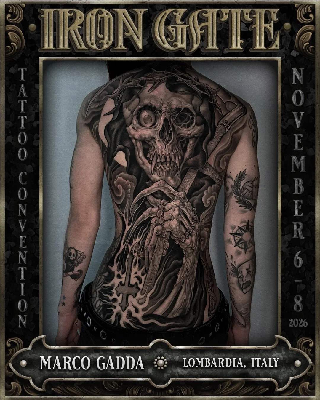 @marco.gadda 🇮🇹

Working out of @snowbloodtattoosolaro in Lombardia Italy, and making his way to Australia for the first time, we are so excited to welcome Marco to ⛓️ IRON GATE 2026⛓️

Contact @marco.gadda for bookings 

💥 TICKETS ON SALE SOON
🗓