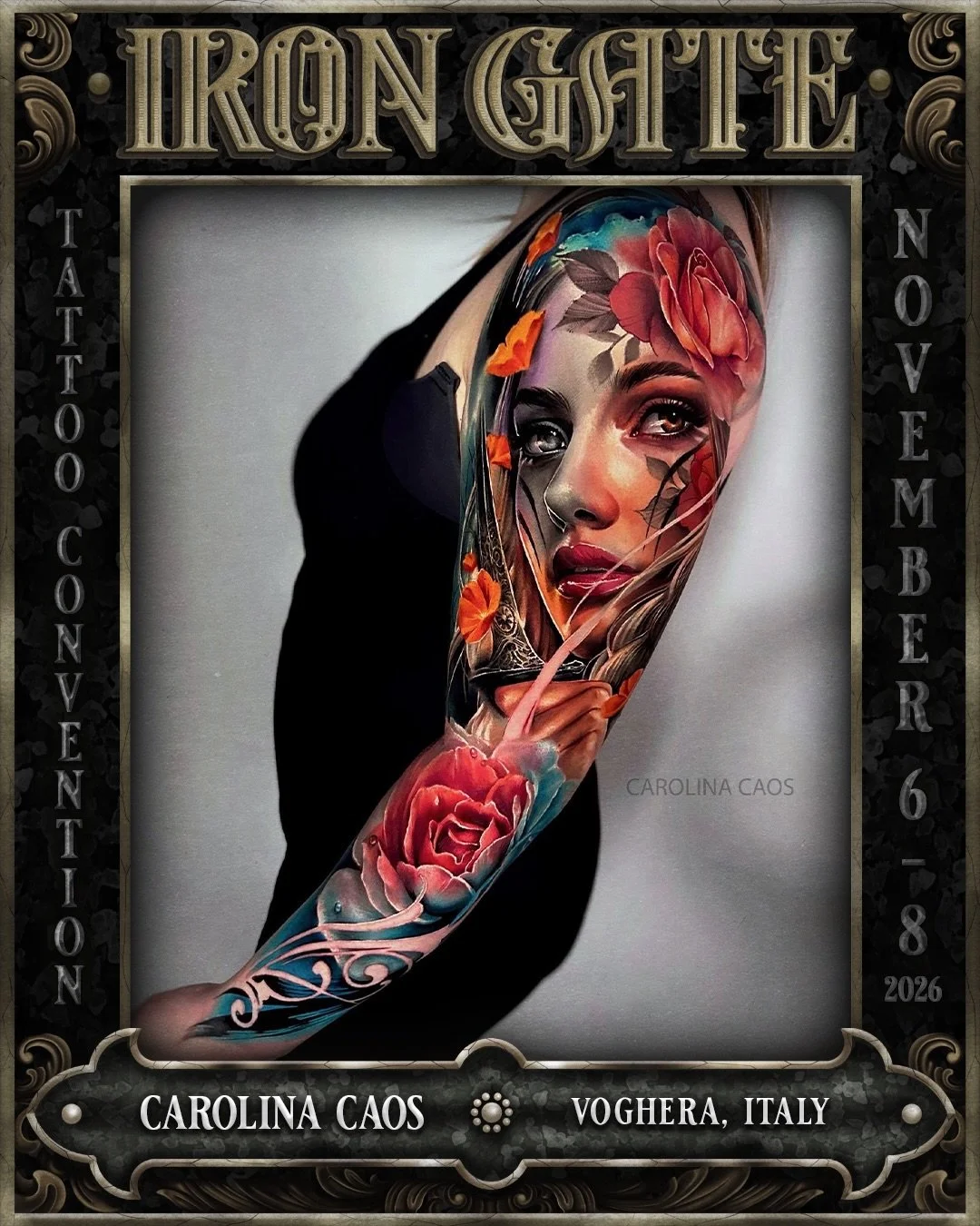 @carolinacaosavalle Voghera, Italy 🇮🇹 

Owner of @royaleink in Voghera, Italy and making her way to Australia for the first time, we are so excited to welcome Carolina to ⛓️ IRON GATE 2026⛓️

Contact @carolinacaosavalle for bookings 

💥 TICKETS ON