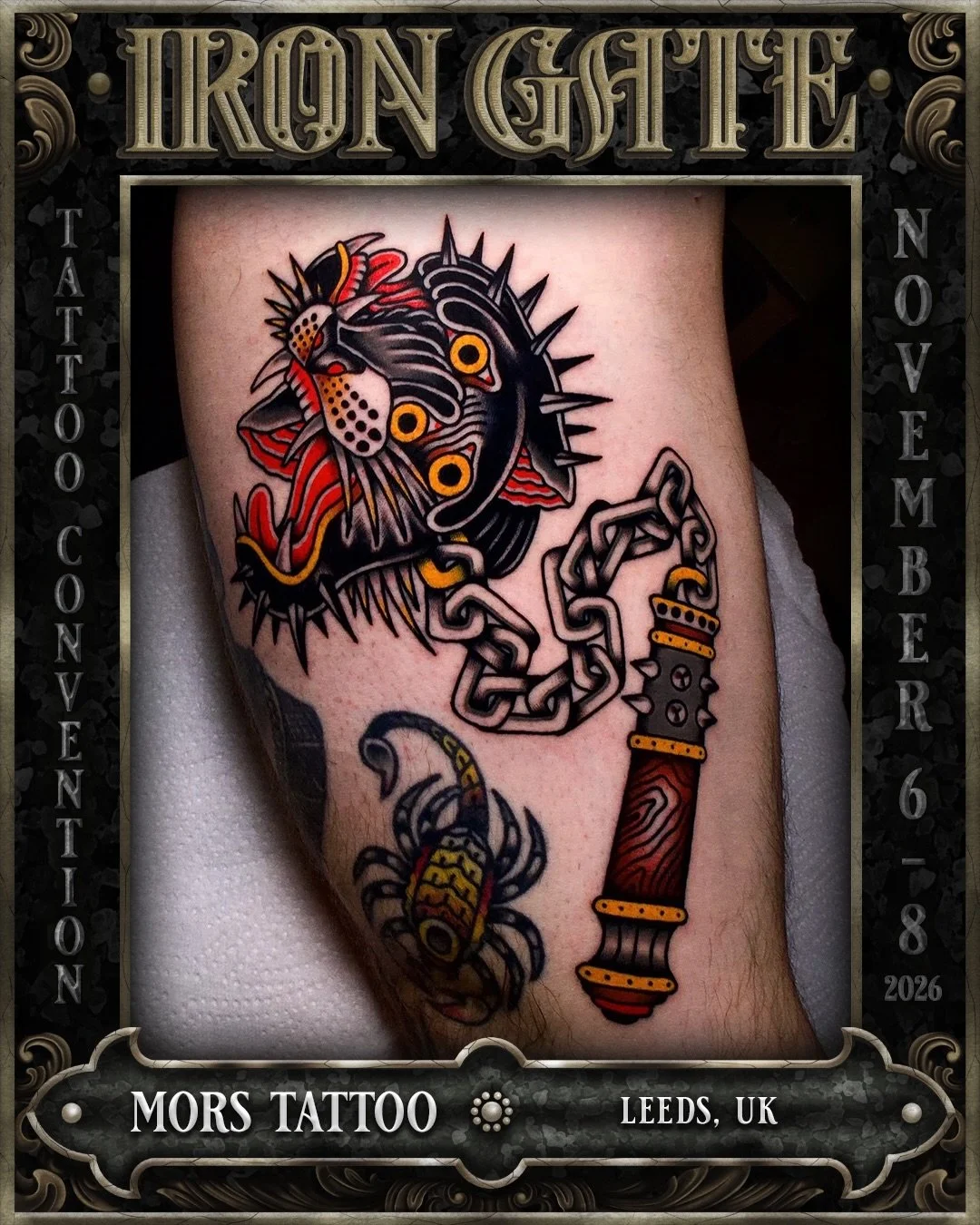 @morstattoo - Leeds, UK 🇬🇧 

Working out of @easy_tiger_tattoo in Leeds, UK and making his way to Australia for the first time, we are so excited to welcome Mors to ⛓️ IRON GATE 2026⛓️

Contact @morstattoo for bookings 

💥 TICKETS ON SALE SOON
🗓 