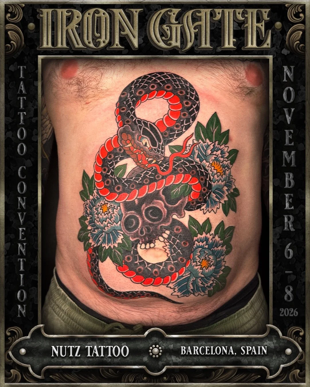 @nutztattoos - Barcelona, Spain 🇪🇸

Owner of @redtemple.tattoo in Barcelona, Spain and making his way to Australia for the first time, we are so excited to welcome Nutz to ⛓️ IRON GATE 2026⛓️

Contact @nutztattoos for bookings 

💥 TICKETS ON SALE 