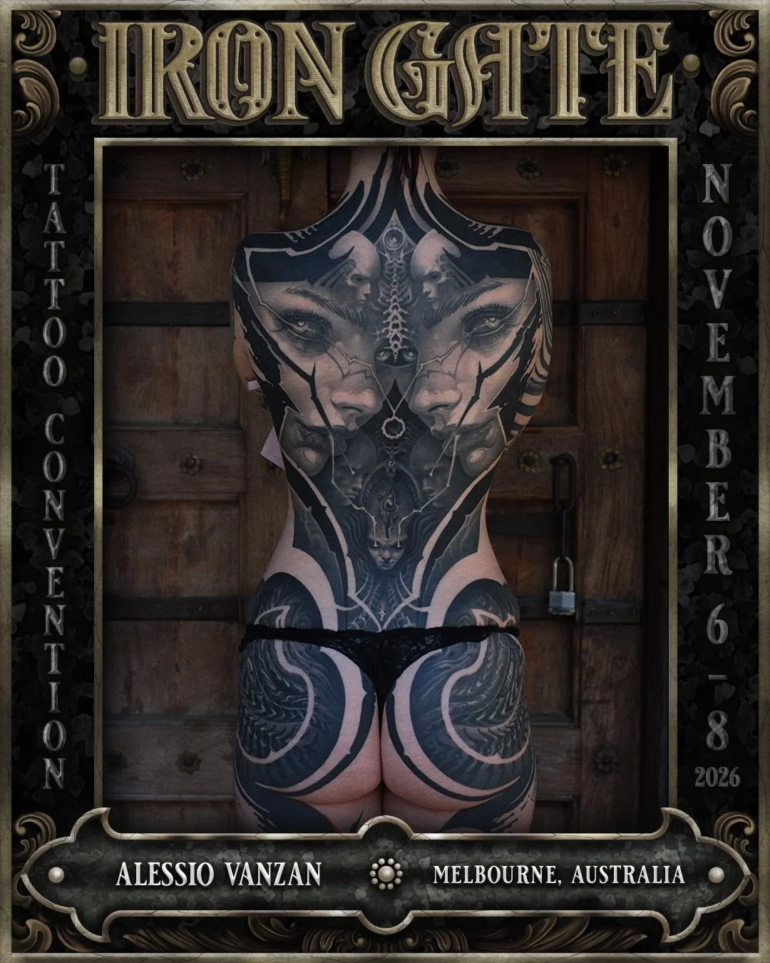 @alessio_vanzan - Melbourne, Australia 🇦🇺 🇮🇹 

Joining the @lotusneedles booth and co-owner of @kamartaj.tattoo, we are so excited to welcome Alessio to ⛓️ IRON GATE 2026⛓️

Contact @alessio_vanzan for bookings 

💥 TICKETS ON SALE SOON
🗓 NOVEMB