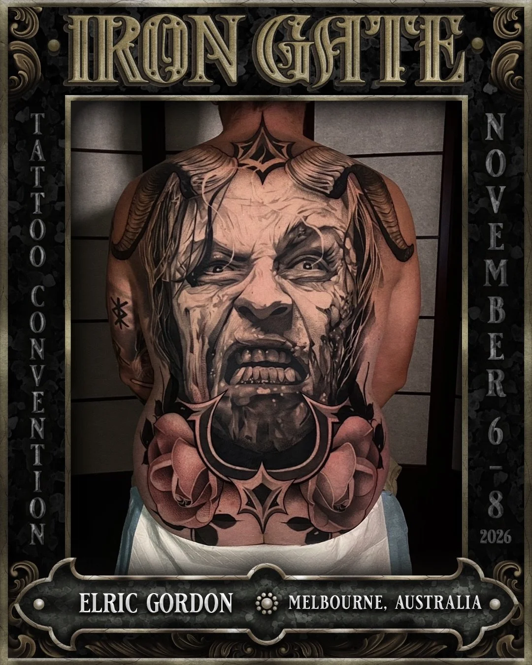 @elriccfh - Melbourne, Australia 🇦🇺 

Co-owner of @theblackmarktattoo, we are so excited to welcome Elric to ⛓️ IRON GATE 2026⛓️

Contact @elriccfh for bookings 

💥 TICKETS ON SALE SOON
🗓 NOVEMBER 6TH - 8TH 2026
📍 THE HORDERN PAVILION, MOORE PAR