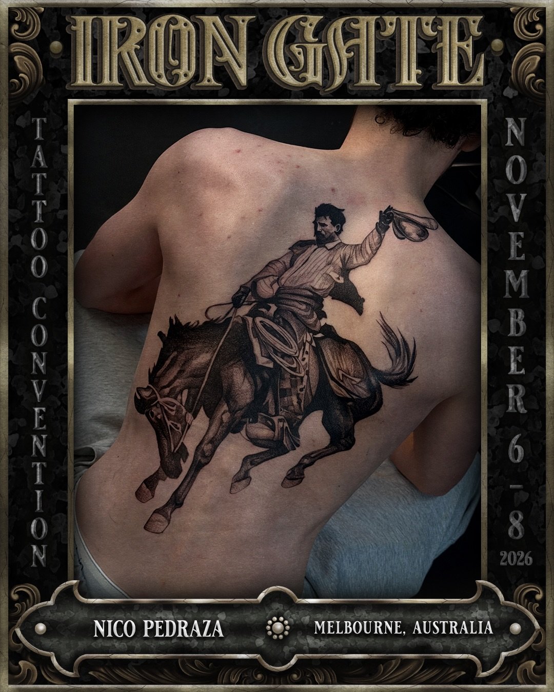 @blackmemories____ - Melbourne, Australia 🇦🇺 

Working out of @greenlotustattoo, we are so excited to welcome Nico to ⛓️IRON GATE 2026⛓️

Contact @blackmemories____ for bookings!

💥 EARLY BIRD TICKETS ON SALE NOW!
🗓 NOVEMBER 6TH - 8TH 2026
📍 THE