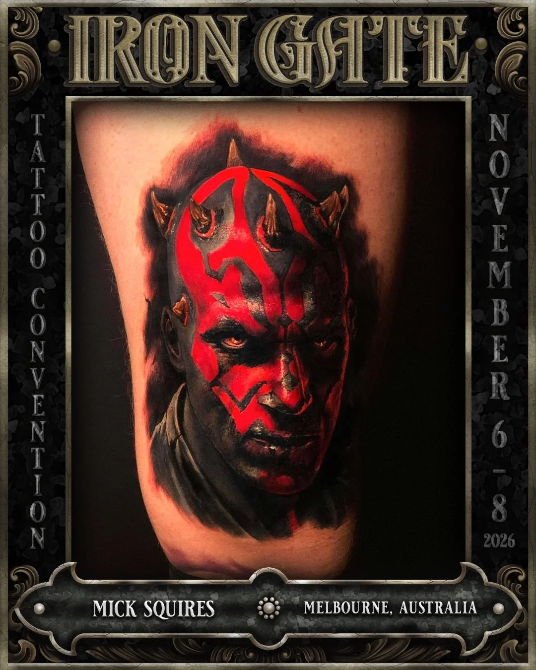 @micksquires - Melbourne, Australia 🇦🇺 

Co-owner of @theblackmarktattoo, we are so excited to welcome Mick to ⛓️IRON GATE 2026⛓️

Contact @micksquires for bookings!

💥 EARLY BIRD TICKETS ON SALE NOW!
🗓 NOVEMBER 6TH - 8TH 2026
📍 THE HORDERN PAVI