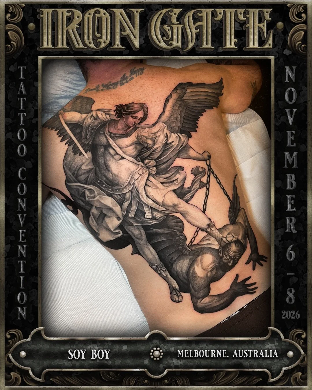 @___soyboy - Melbourne, Australia 🇦🇺 

Working out of @andersonstreettattoo, we are so excited to welcome Nic to ⛓️IRON GATE 2026⛓️

Contact @___soyboy for bookings!

💥 EARLY BIRD TICKETS ON SALE NOW!
🗓 NOVEMBER 6TH - 8TH 2026
📍 THE HORDERN PAVI
