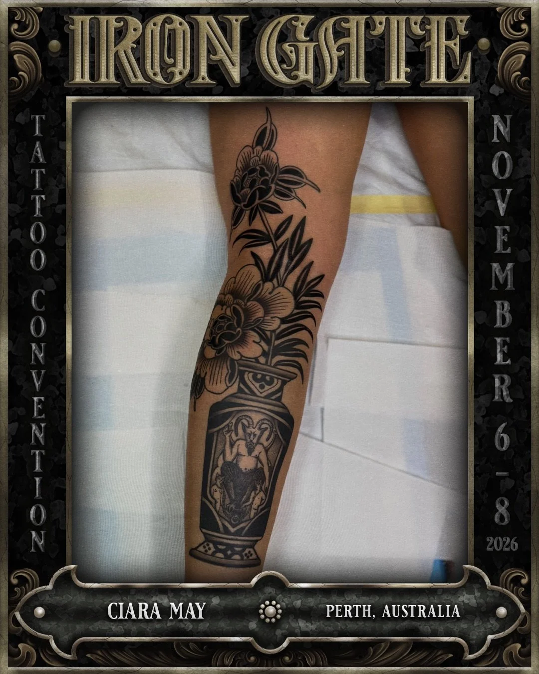 @ciaramaytattoo - Perth, Australia 🇦🇺 

Working out of @youngbloodstattoo, we are so excited to welcome Ciara to ⛓️IRON GATE 2026⛓️

Contact @ciaramaytattoo for bookings!

💥 TICKETS ON SALE NOW!
🗓 NOVEMBER 6TH - 8TH 2026
📍 THE HORDERN PAVILION, 