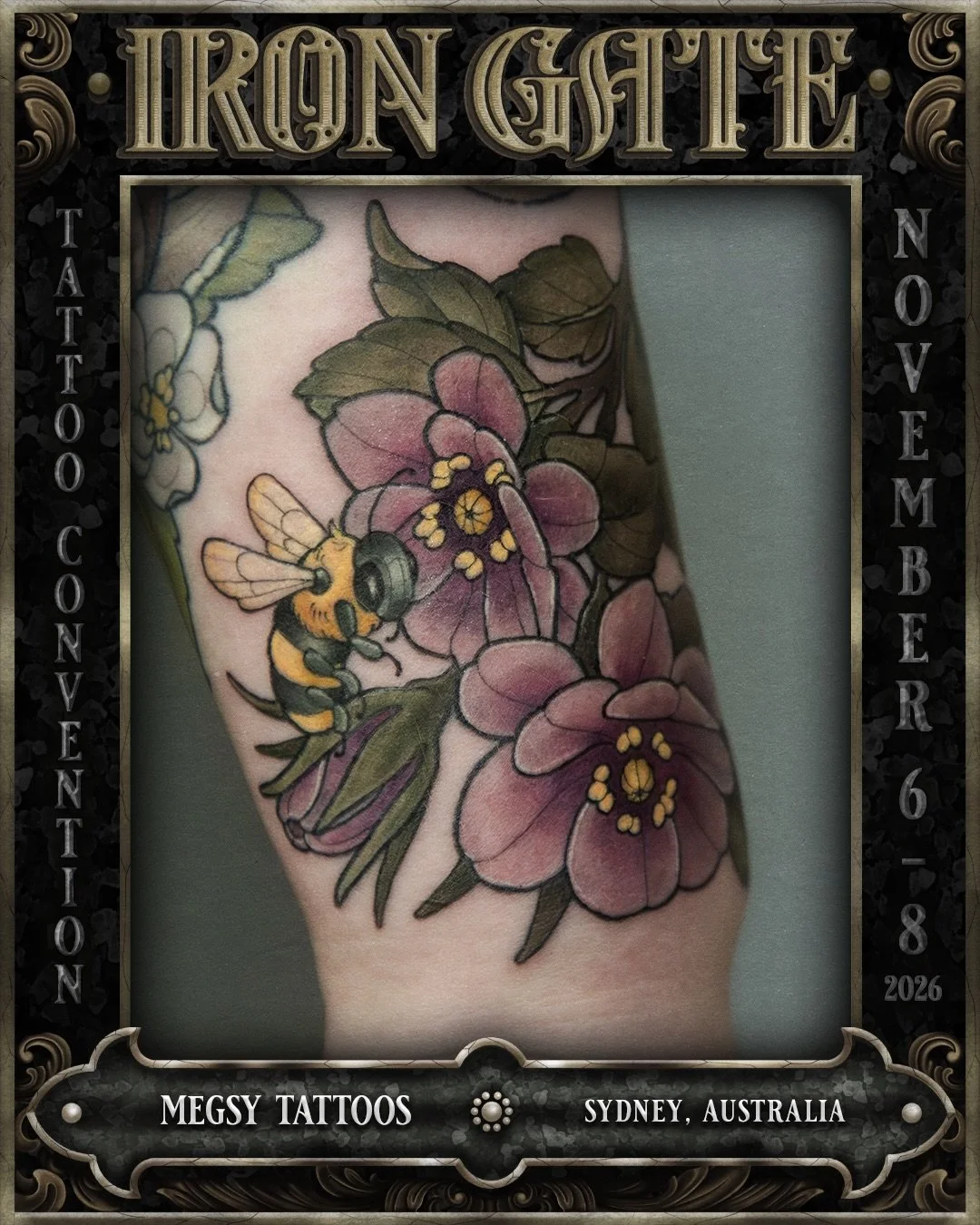 @megsytattoos - Sydney, Australia 🇦🇺 

Working out of @kayagardentattoo, we are so excited to welcome Megsy to ⛓️IRON GATE 2026⛓️

Contact @megsytattoos for bookings!

💥 TICKETS ON SALE NOW!
🗓 NOVEMBER 6TH - 8TH 2026
📍 THE HORDERN PAVILION, MOOR