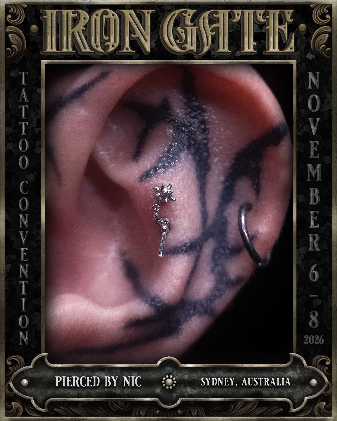 @piercedbynic - Sydney, Australia 🇦🇺 

Working out of @kayagardentattoo, we are so excited to welcome Nic to ⛓️IRON GATE 2026⛓️. Nic will be piercing and doing tooth gems at the convention!

@piercedbynic will be taking walk ups all weekend! 

💥 T