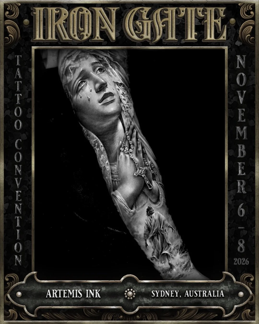 @artemis.inktattoo - Sydney, Australia 🇦🇺 

Working out of @tattookingdom_, we are so excited to welcome Artemis to ⛓️IRON GATE 2026⛓️

Contact @artemis.inktattoo for bookings!

💥 TICKETS ON SALE NOW!
🗓 NOVEMBER 6TH - 8TH 2026
📍 THE HORDERN PAVI