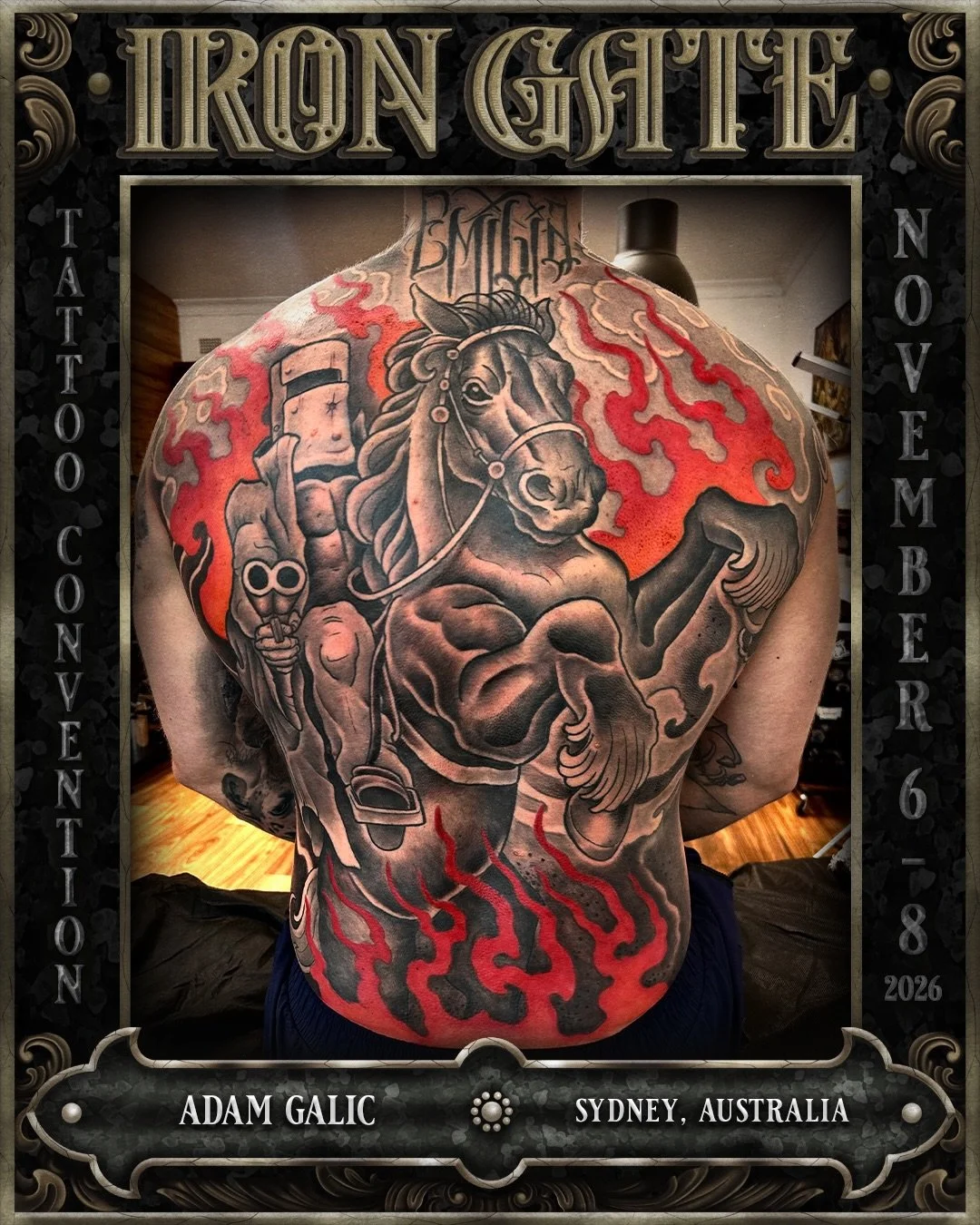 @adamgalictattoos - Sydney, Australia 🇦🇺 

Owner of @ironbark_tattoo, we are so excited to welcome Adam to ⛓️IRON GATE 2026⛓️

Contact @adamgalictattoos for bookings!

💥 TICKETS ON SALE NOW!
🗓 NOVEMBER 6TH - 8TH 2026
📍 THE HORDERN PAVILION, MOOR