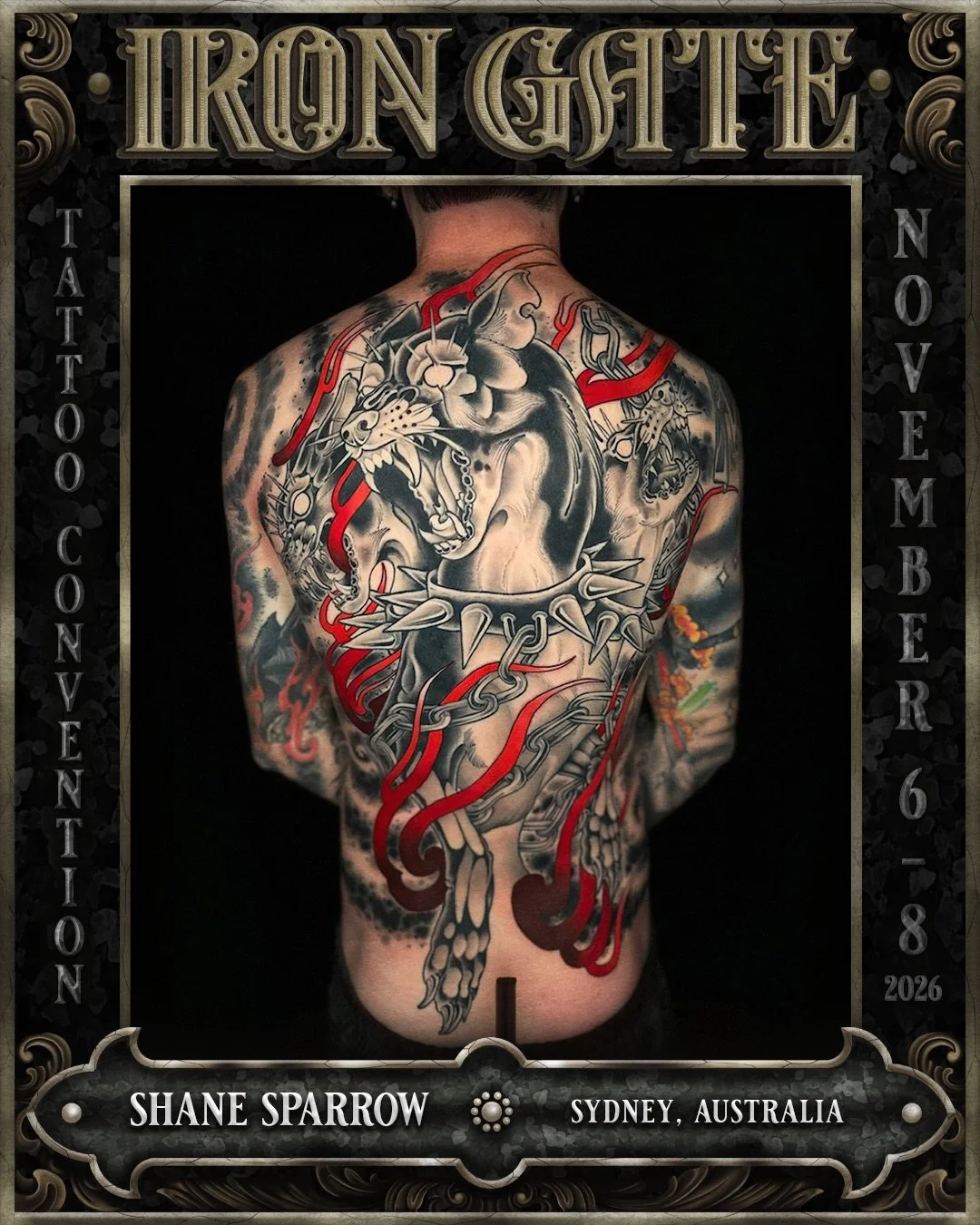 @shanesparrowtattoo - Sydney, Australia 🇦🇺 

Working out of @ironbark_tattoo, we are so excited to welcome Shane to ⛓️IRON GATE 2026⛓️

Contact @shanesparrowtattoo for bookings!

💥 TICKETS ON SALE NOW!
🗓 NOVEMBER 6TH - 8TH 2026
📍 THE HORDERN PAV