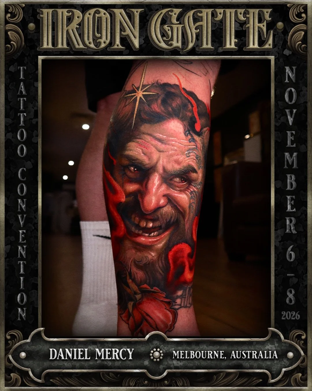 @yeetuswolf - Melbourne, Australia 🇦🇺 

Owner of @thieveshonourtattoo, we are so excited to welcome Daniel to ⛓️IRON GATE 2026

Contact @yeetuswolf for bookings!

💥 TICKETS ON SALE NOW!
🗓 NOVEMBER 6TH - 8TH 2026
📍 THE HORDERN PAVILION, MOORE PAR