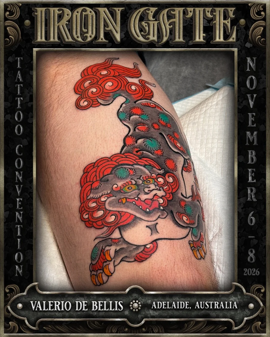 @debellisvaleriotattoo - Adelaide, Australia 🇦🇺 

Working out of @birdsofpreytattoo, we are so excited to welcome Valerio to ⛓️IRON GATE 2026⛓️

Contact @debellisvaleriotattoo for bookings!

💥 TICKETS ON SALE NOW!
🗓 NOVEMBER 6TH - 8TH 2026
📍 THE