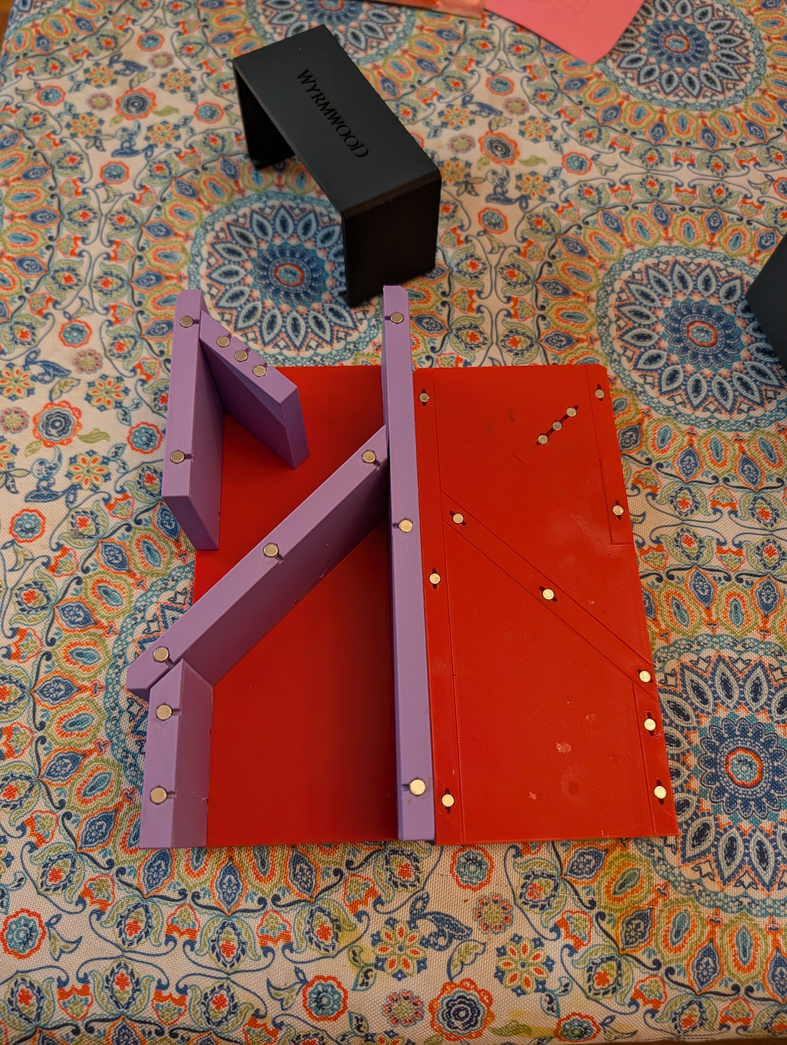 A Purple and Black Dice Tower and Tray. Licensed printer and seller of the Wyrmwood Magnetic Dice Tower system