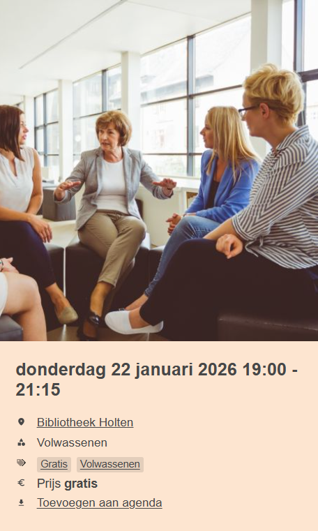 NIEUW! Bibliotheek Rijssen-Holten DialoogCafé: de ontmoetingsplek voor een goed gesprek