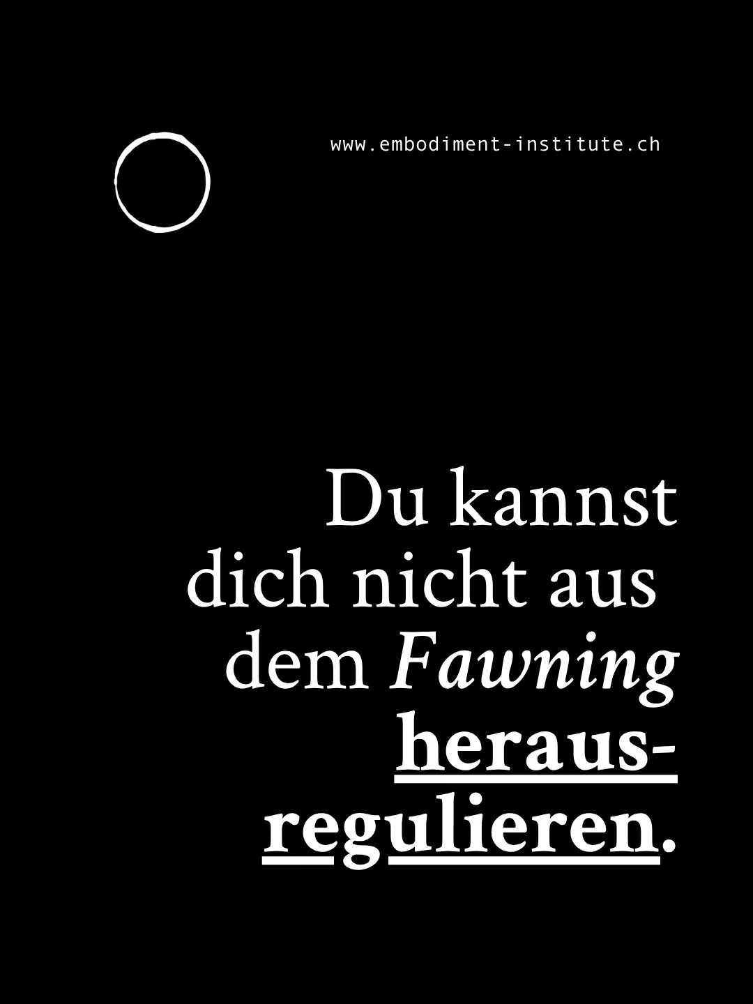 ⠀⠀ ⠀⠀ ⠀
WARUM DU DICH AUS DEM FAWNING NICHT EINFACH &laquo;HERAUSREGULIEREN&raquo; KANNST. 🐅
⠀ ⠀
Viele Ans&auml;tze der Traumatherapie wurden von M&auml;nnern f&uuml;r M&auml;nner entwickelt, die aus extremen Kampfsituationen zur&uuml;ckkehrten. Der