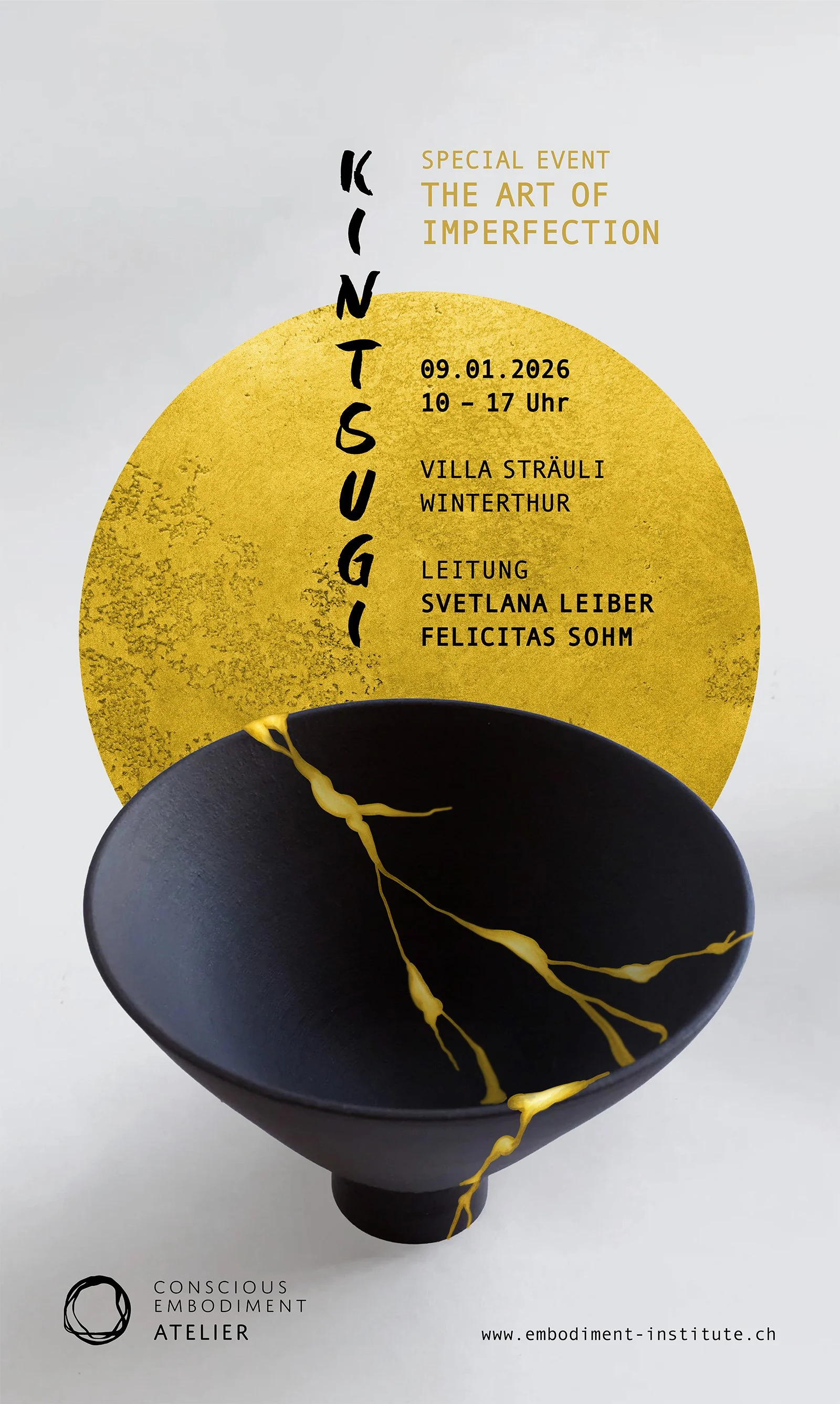 Plakat Conscious Embodiment Atelier Special Event „KINTSUGI: THE ART OF IMPERFECTION“
