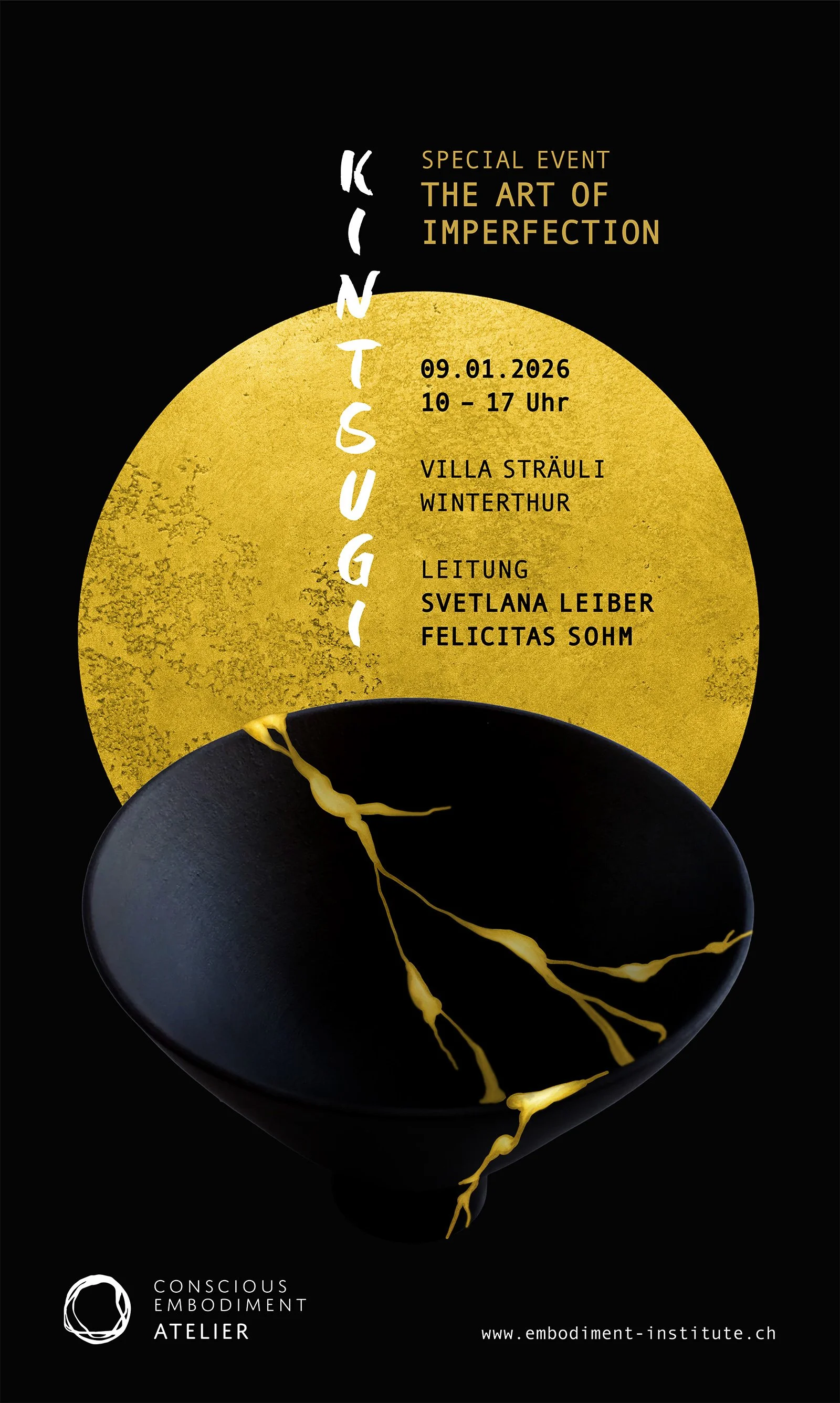 Plakat Conscious Embodiment Atelier Special Event „KINTSUGI: THE ART OF IMPERFECTION“