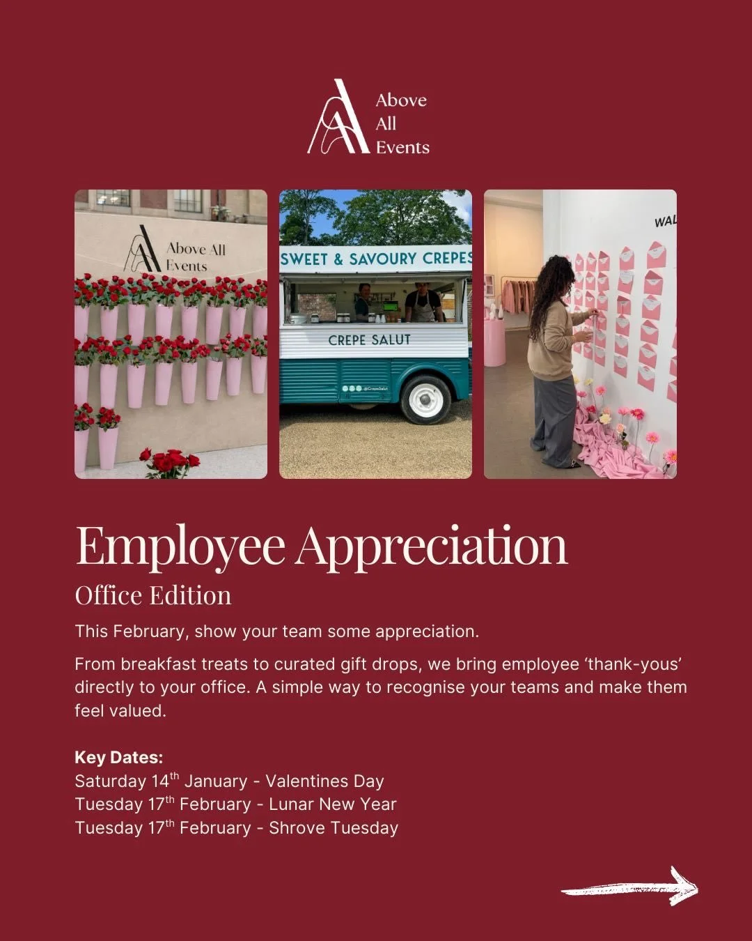 Bringing employee engagement into your offices/sites is one of our favourite ways to create feel-good moments that actually land 👀 

From quick morale-boosters to full pop-up experiences, we can tailor everything to suit your team, your space, your 