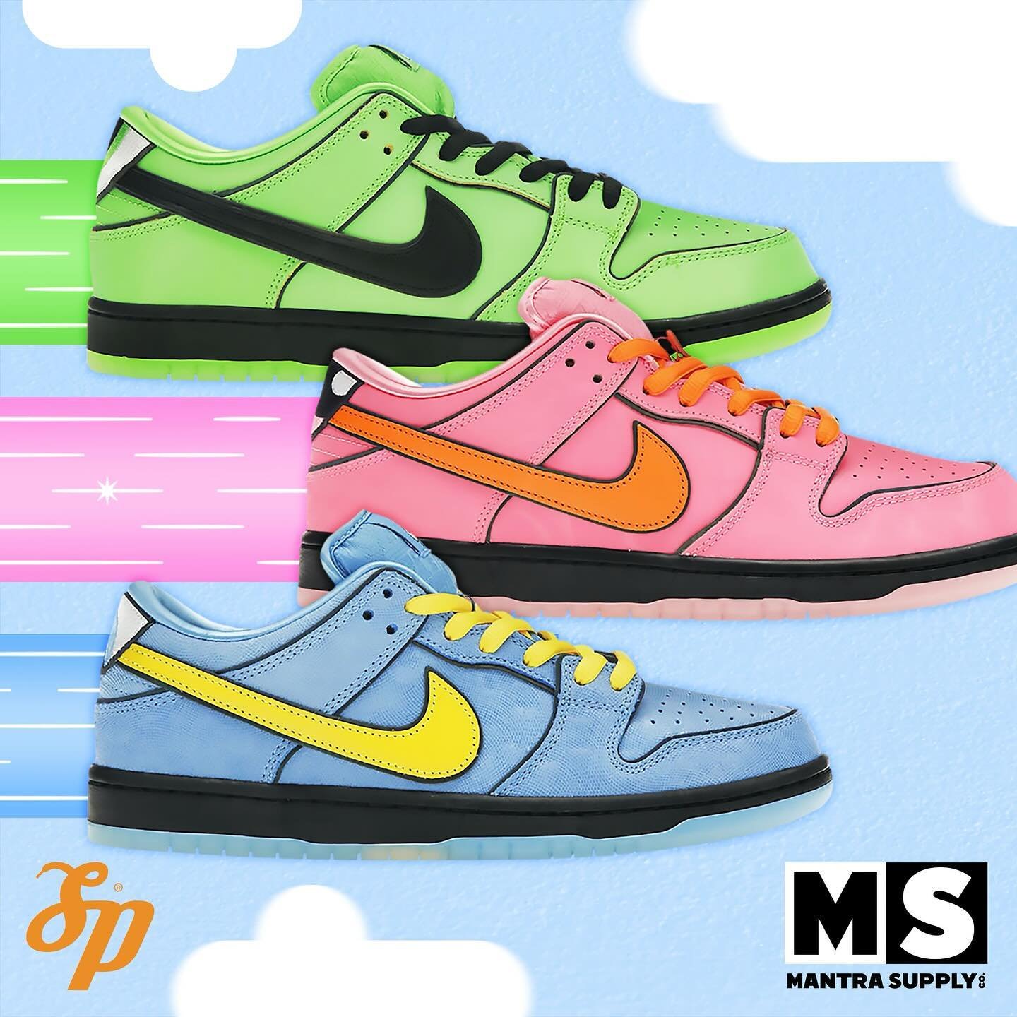 Sugar, Spice, and Everything Nice + Chemical X 💚🩷🩵 Nike SB Dunk Low - The Powerpuff Girls.

This is probably my favorite project I&rsquo;ve designed for @solepriorities @shopify custom display ads! Go shop the entire SP collection at www.celebriti