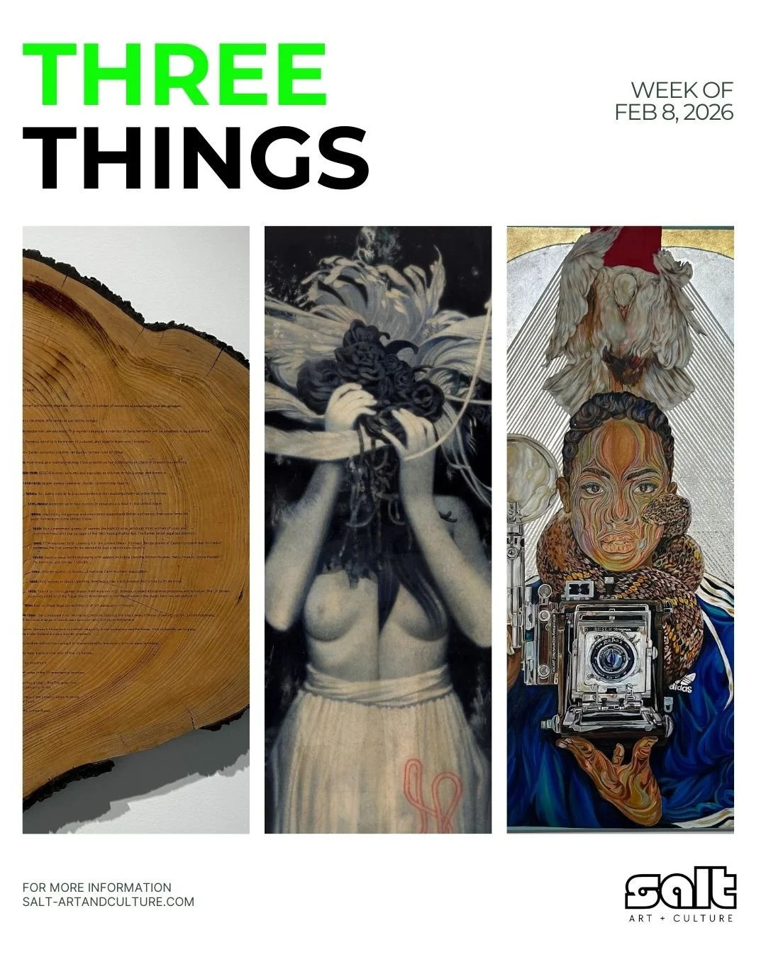 THREE THINGS: Week of 02.08.26

ONE: Ancient Wisdom for a Future Ecology: Trees, Time, and Technology at di Rosa SF

TWO: Winter Pre/Re View at Ryan Graff Contemporary

THREE: Afropop at Art of Contemporary Africa (AOCA) 

#sfart #sfartscene #trees #