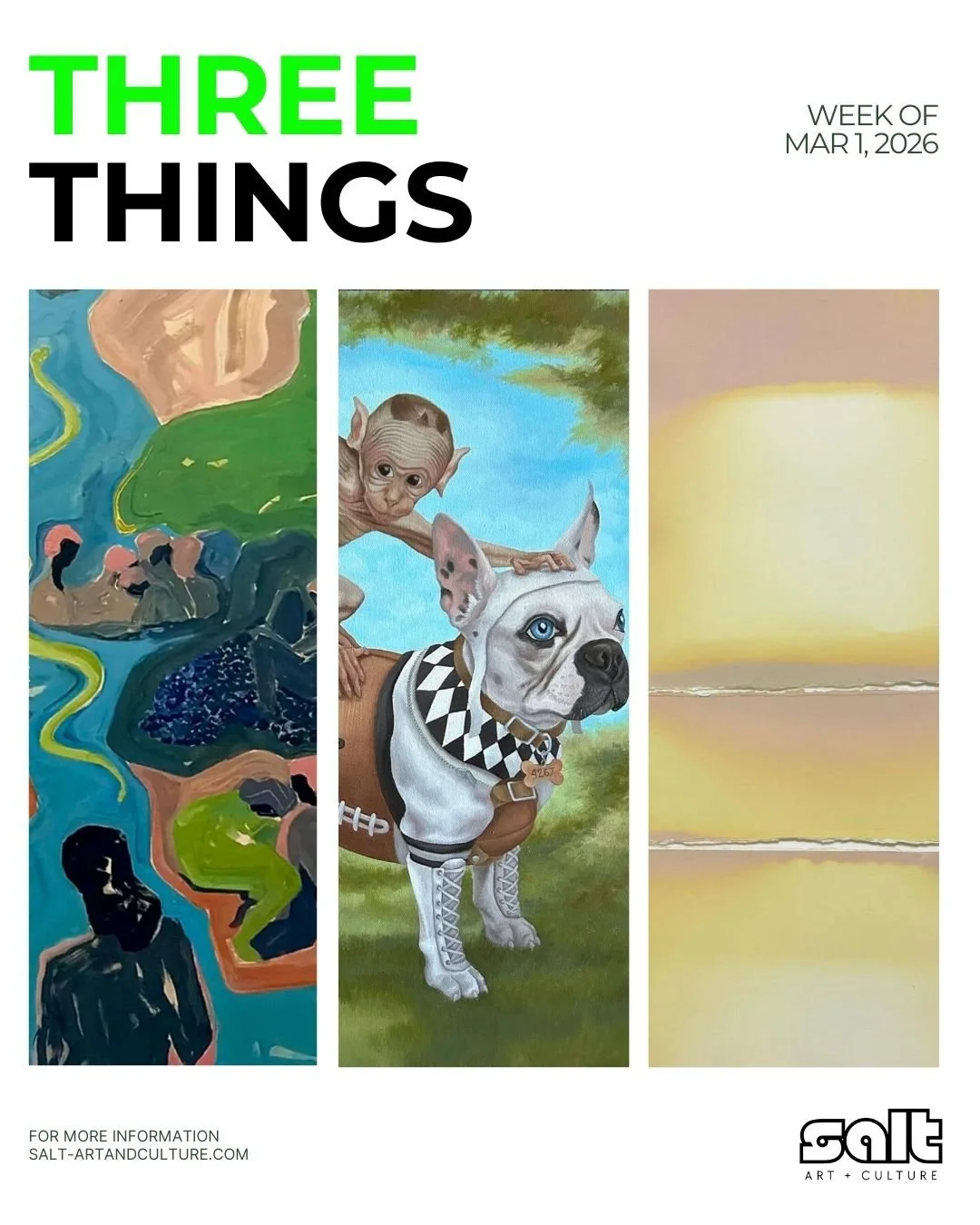 THREE THINGS: Week of 03.01.26

ONE: Eden at Lost Art Salon

TWO: Heidi Taillefer: Esemplastic at Modern Eden

THREE: Locomotion of Light &amp; Time at Chung 24 Gallery

#threethings_sf #paintings #arttalk #sfart #photography