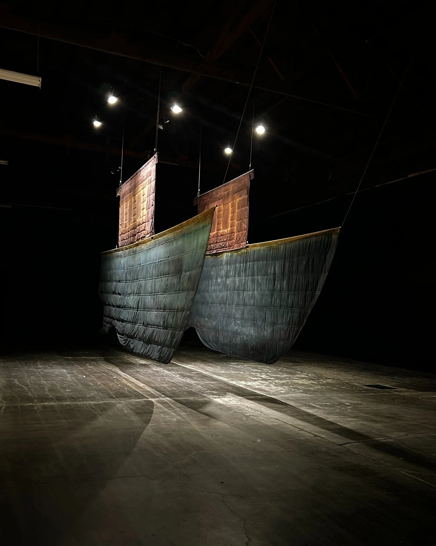 "when he cries he looks like me,&rdquo; an exhibition bringing together new and existing large-scale sculptural quilts by mother-and-son artist duo May Gaspay and Mik Gaspay #sfart #quilting #textiles