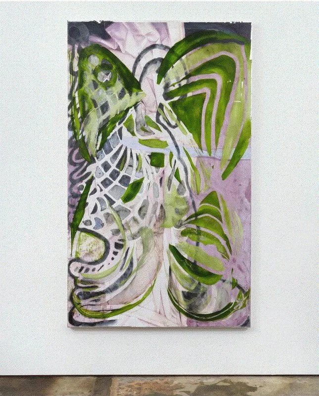 Abstracted floral image with lavender and green tones