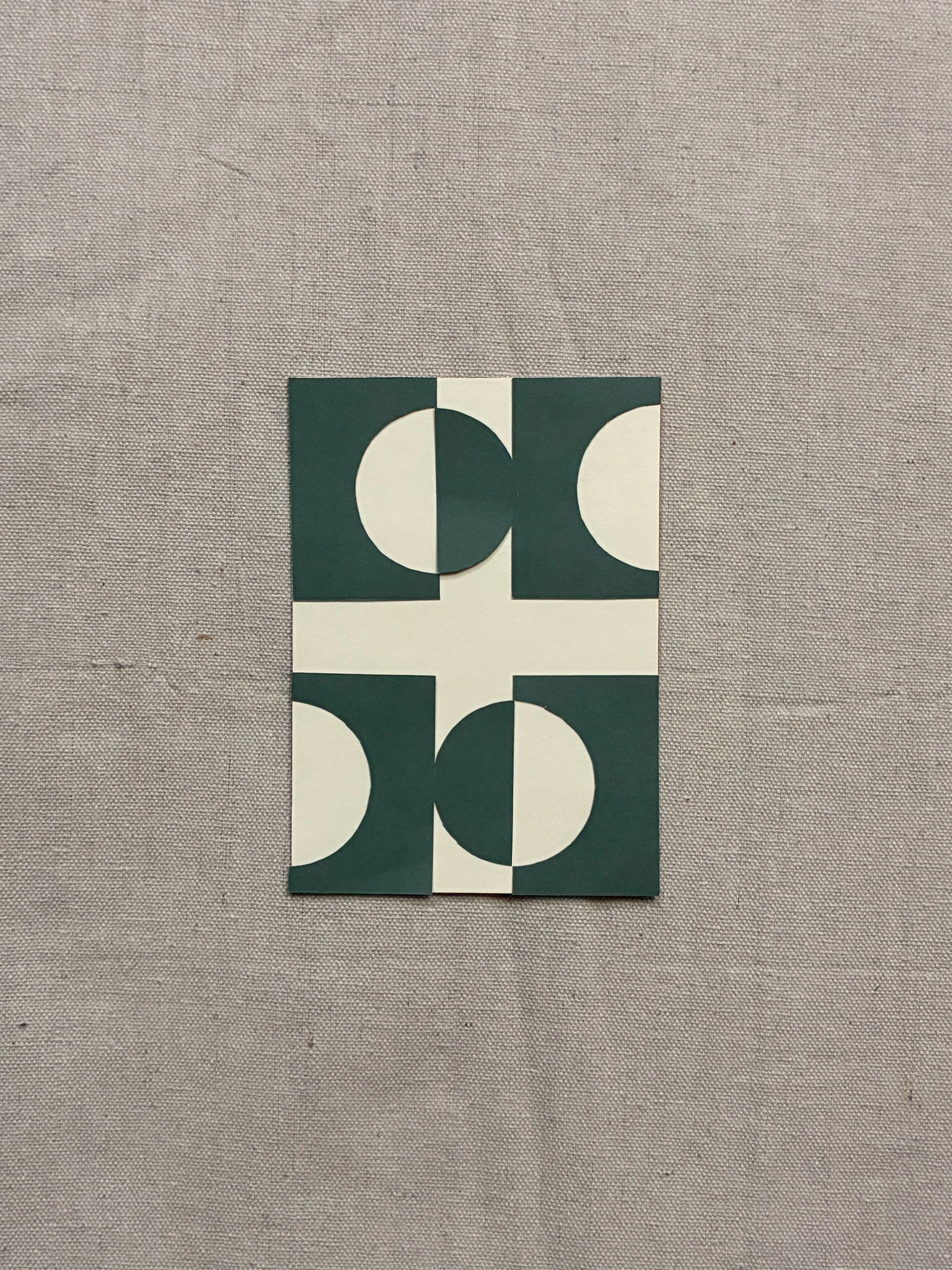 Paper Collage - Off-White/Hunter Green