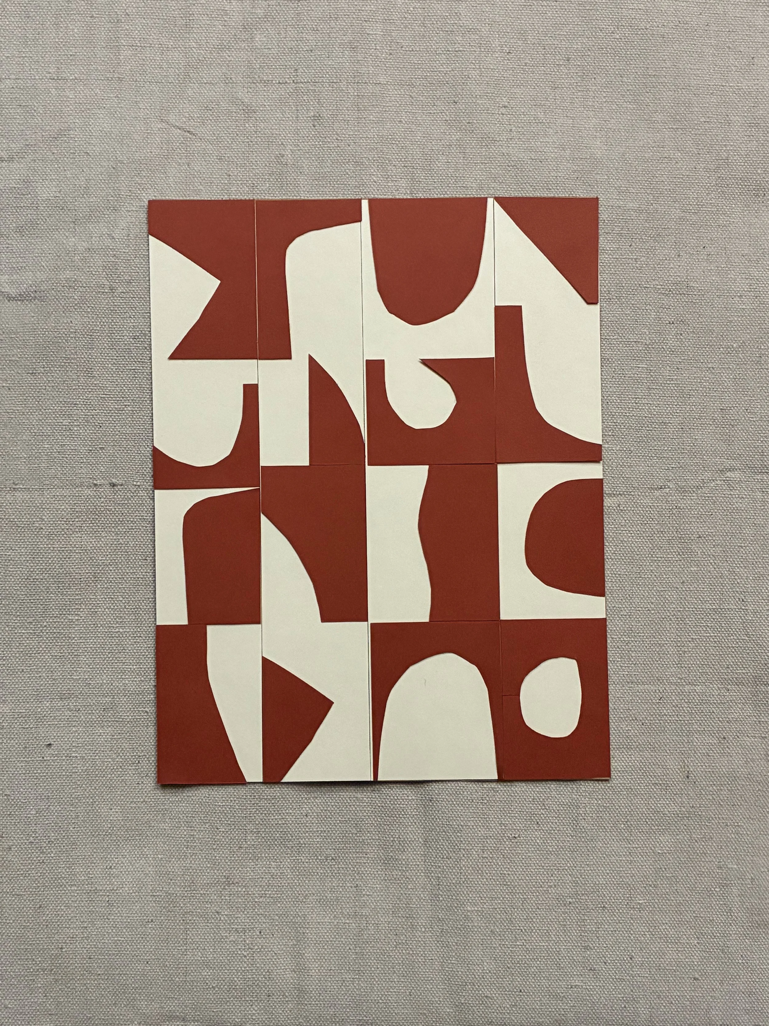 Paper Collage - Off-White/Brick Red