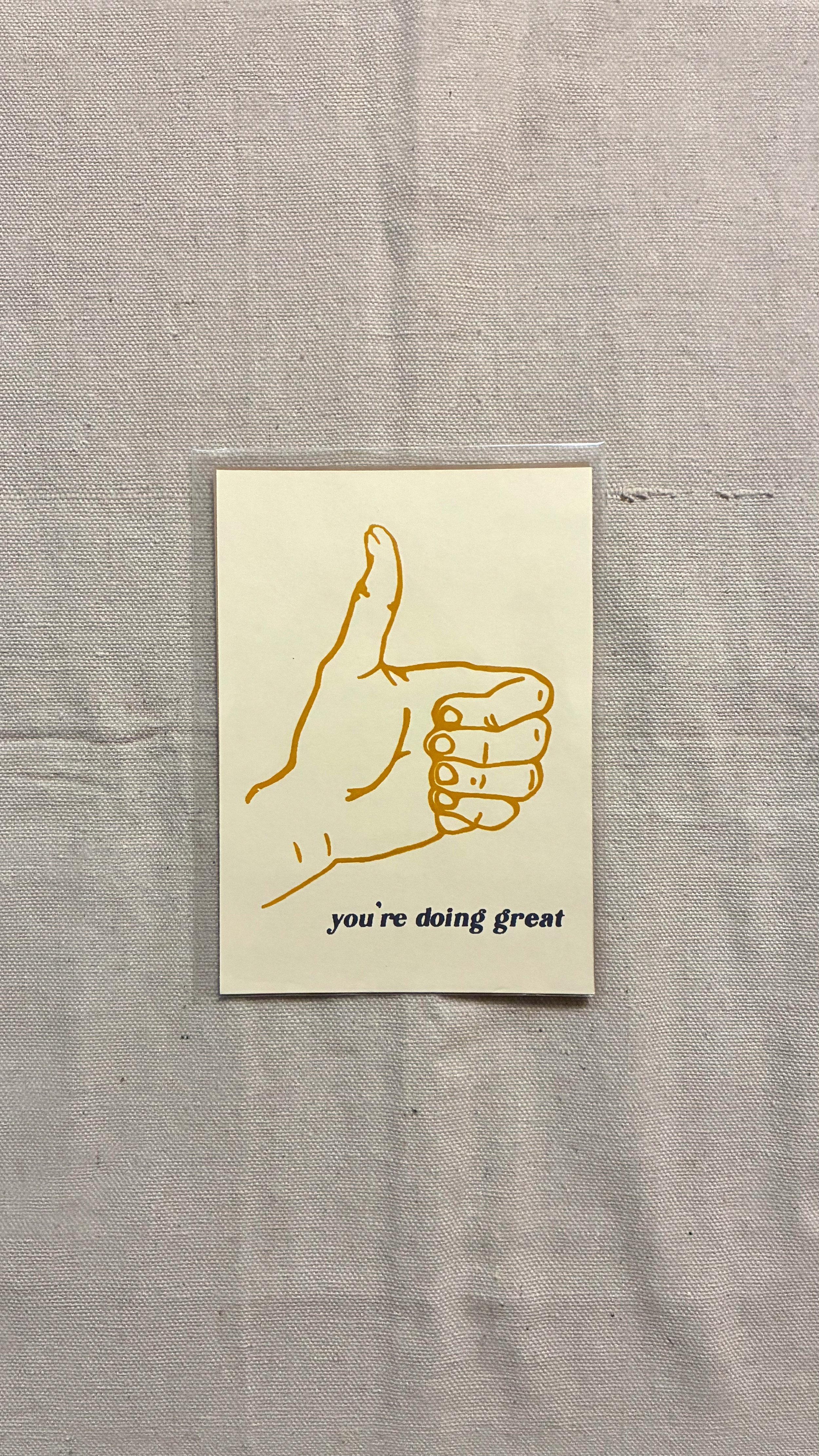 You're Doing Great Print - Off White/Mustard