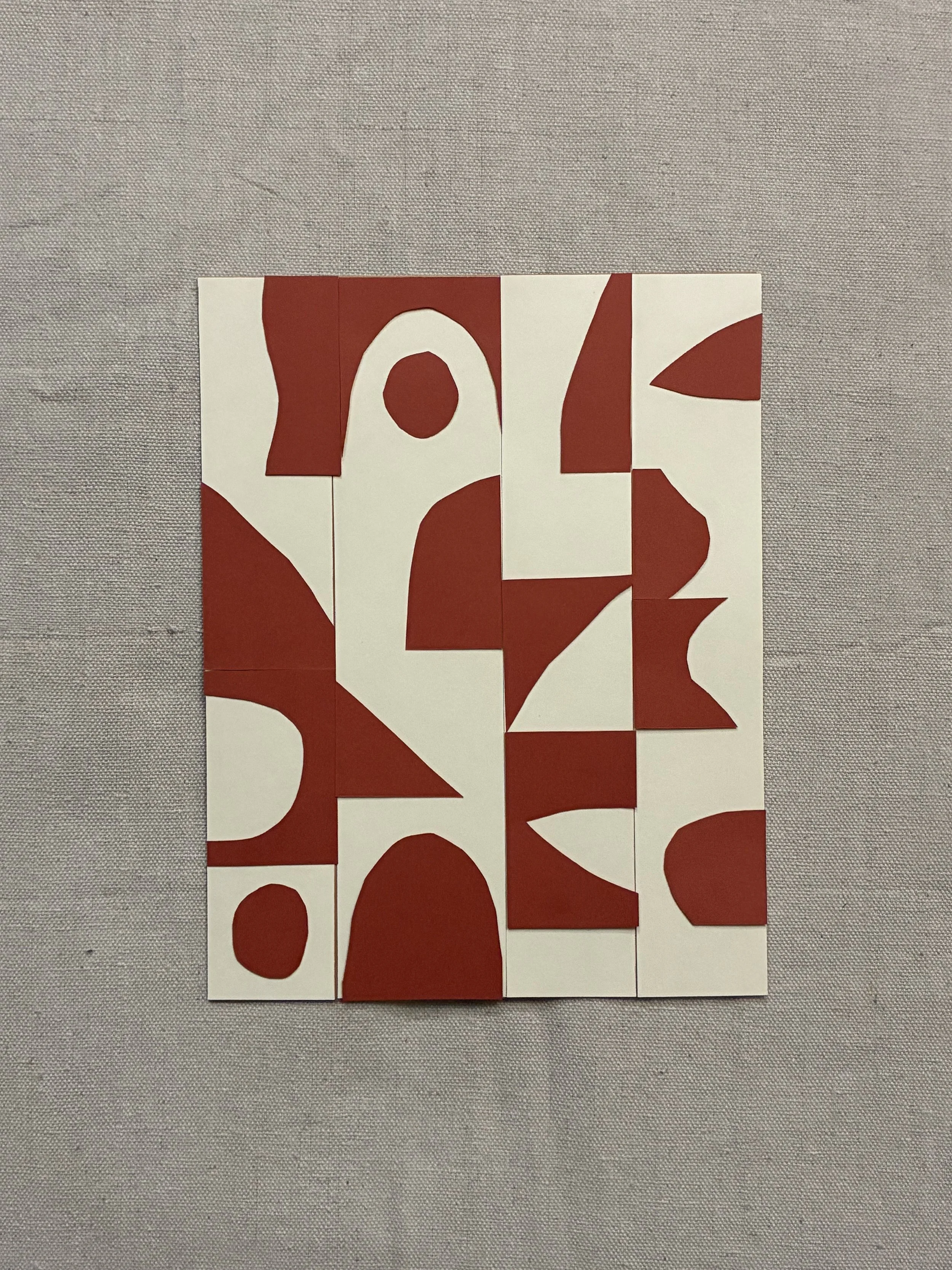 Paper Collage - Off White/Brick Red