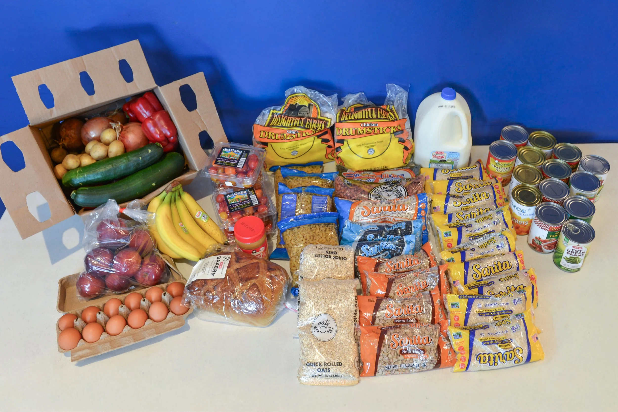 Image from The Storehouse--an example of groceries (changes month to month)