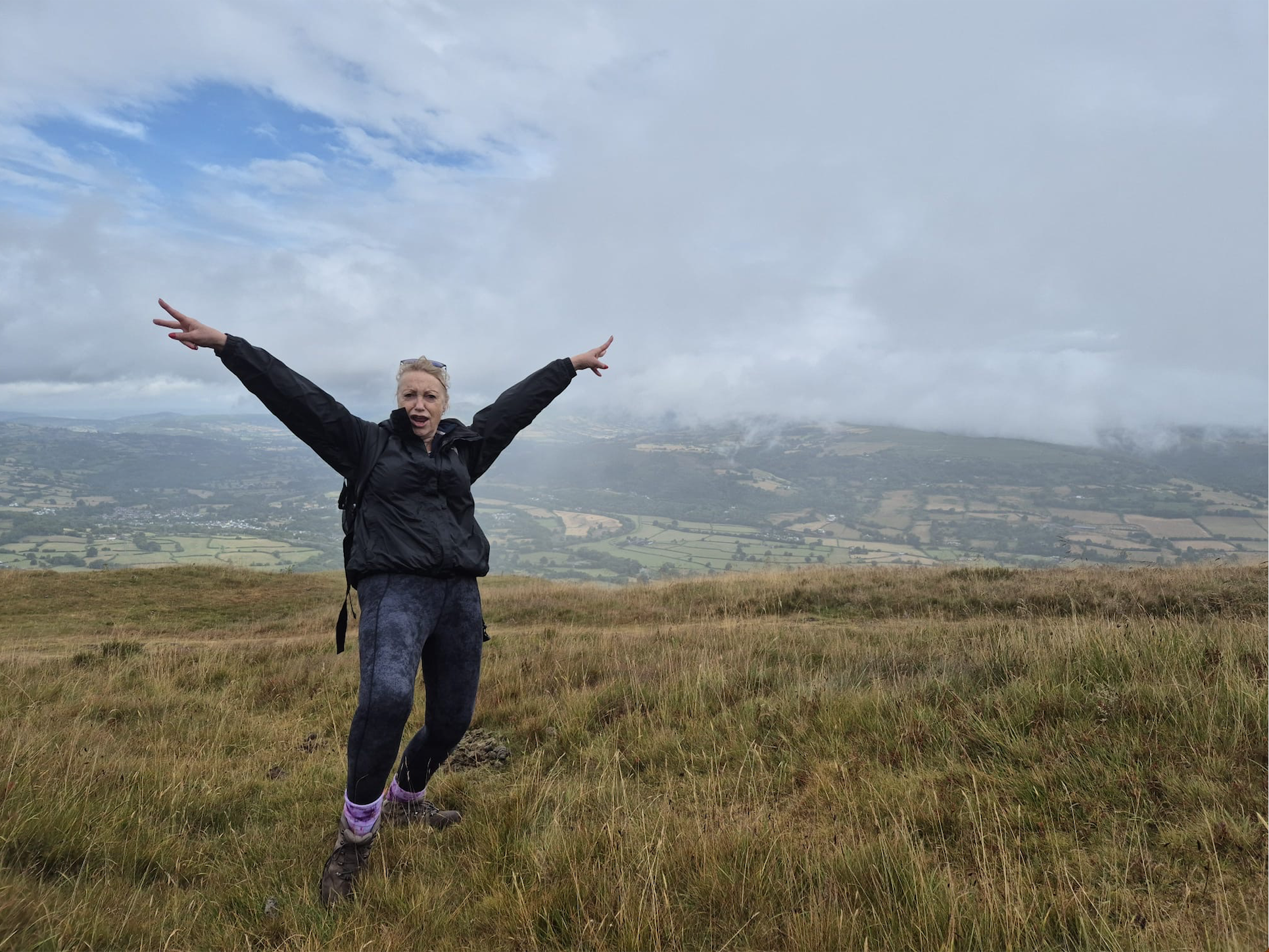 Guided walk along the ridge of Blorenge Mountain in Wales just before a wild swim at Keeper's Pond