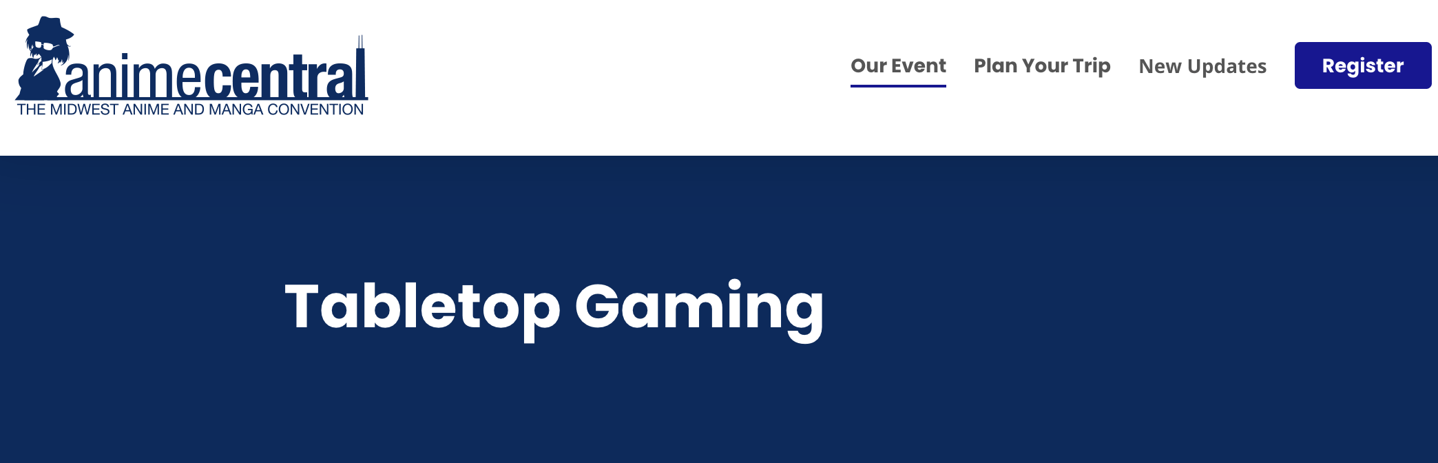 Anime Central logo and Tabletop Gaming Header