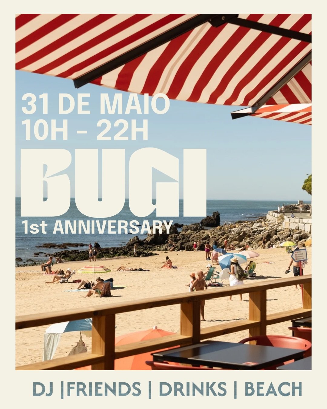 🎉 O BUGI faz 1 ano &mdash; e a vida boa merece ser celebrada em grande. 🍹🌊

Este domingo juntamos tudo aquilo que nos trouxe at&eacute; aqui:
DJs a tocar durante todo o dia 🎵
comida incr&iacute;vel 🍴
bebidas refrescantes 🍸
e promo&ccedil;&otild