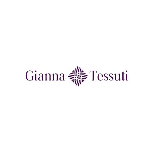 Logo con il testo 'Gianna Tessuti' e un'icona in stile tessuto viola