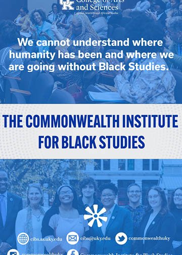 Print full-page ad for the Commonwealth Institute for Black Studies (Photoshop)