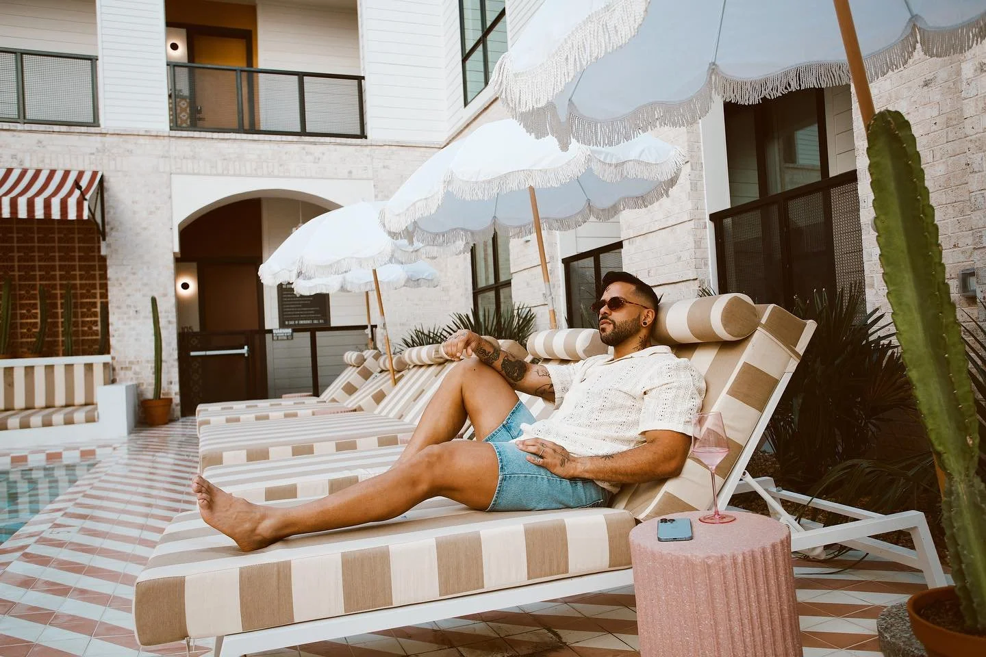 UV index is a 9, so you know we&rsquo;re poolside. ☀️🌸 Catch us soaking up the sun by our pink, Moroccan-inspired oasis&mdash;just one of the dreamy perks of life at Bishop Canopy. Call our leasing team to come see it for yourself! 📱(972) 982-7323
