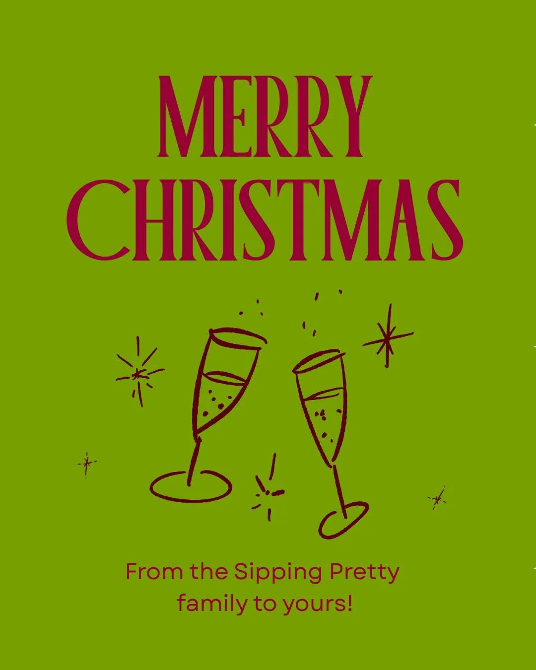 From our bar to your holiday &mdash; Merry Christmas from the Sipping Pretty family! 🥂

#sippingprettykc #mobilebar #onsitebartending #savor #sip #celebrate #happyholidays #holidayseason